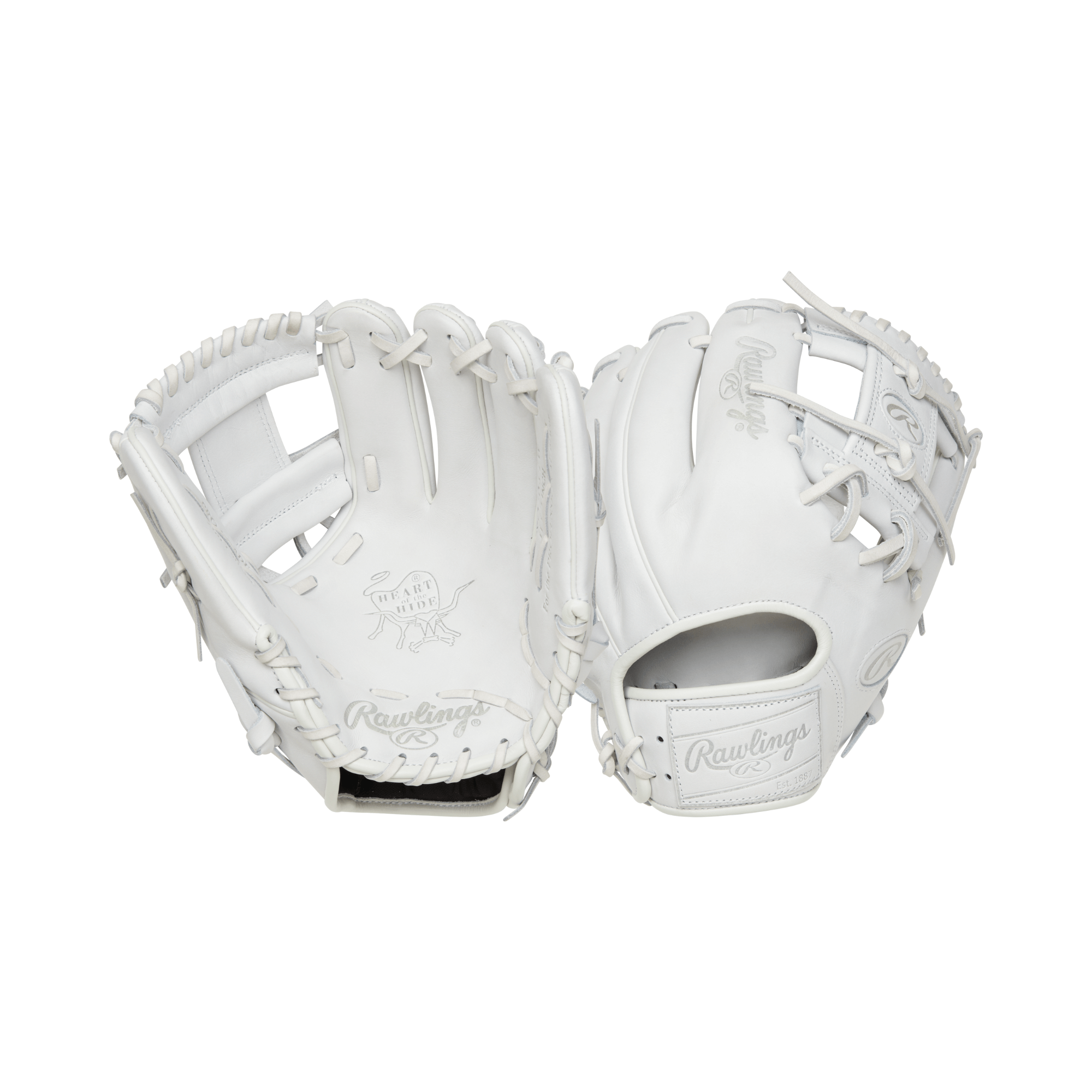 Rawlings Pro Label Elements Series 2.0 Arctic 11.5" infield glove in all-white colorway, showcasing premium leather design.