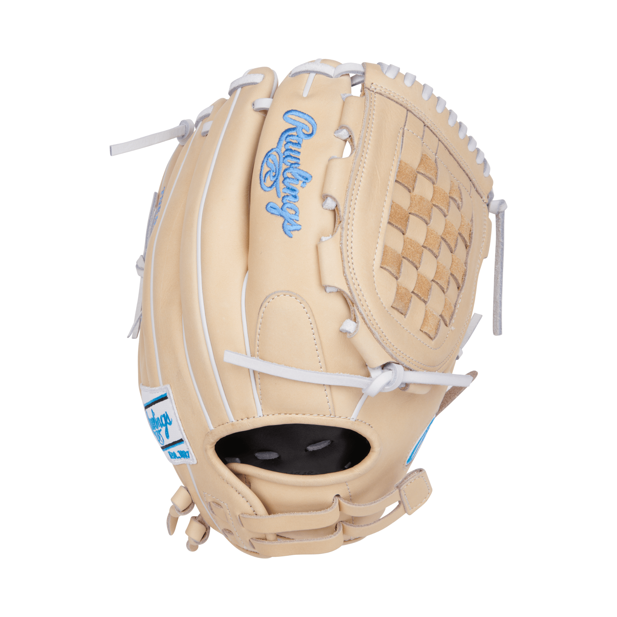 Rawlings Heart Of The Hide 12.5-inch softball glove with braided webbing and adjustable wrist strap.