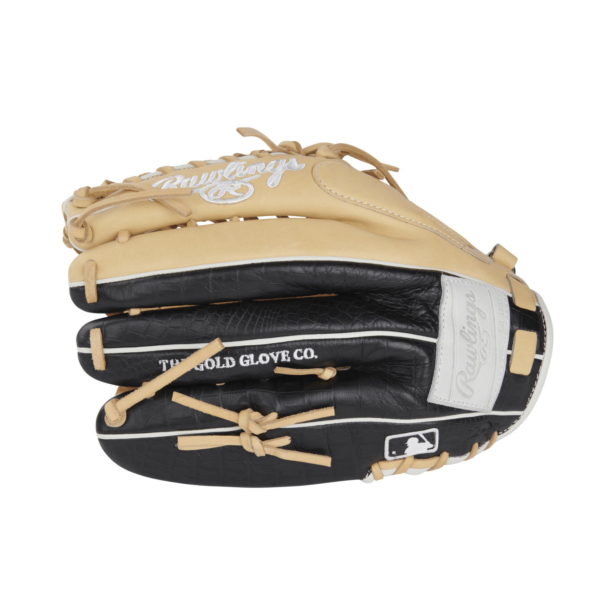 Rawlings Heart Of the Hide Color Sync 8.0 PROMT27CC 12.75" glove in tan and black leather with silver accents.