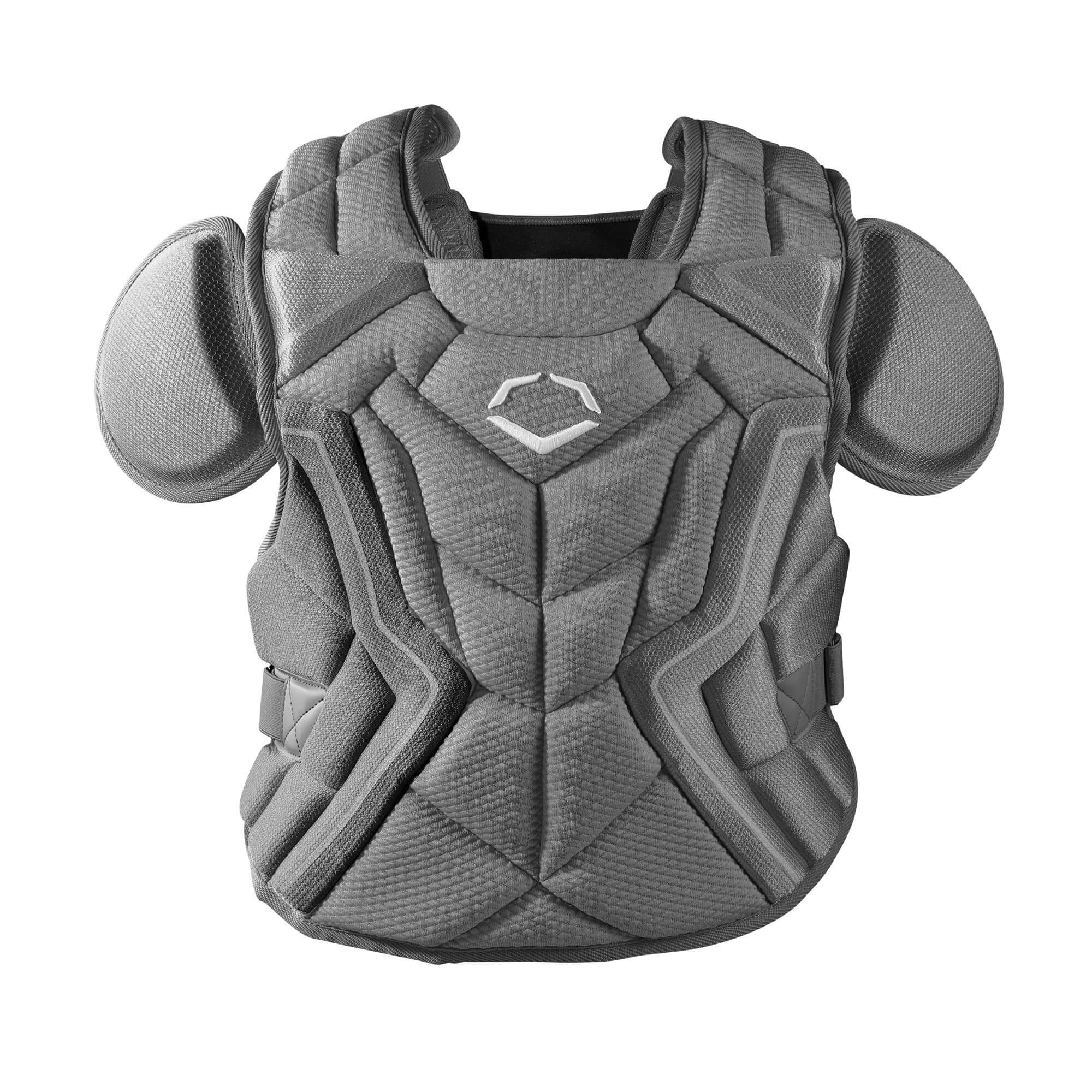 Evoshield Pro-SRZ 2.0 Baseball Catcher's Chest Protector in gray, designed for optimal protection and comfort.