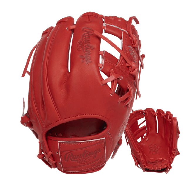 Rawlings Pro Label Element Series Fire 11.5" Infield Glove in scarlet, showcasing its premium leather and design details.