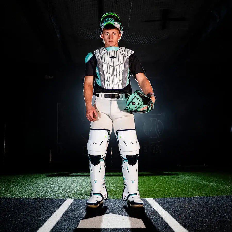 All-Star MVP-Pro Short Fuse Catcher's Kit New York Limited Edition Pinstripe (Adult) full gear front view
