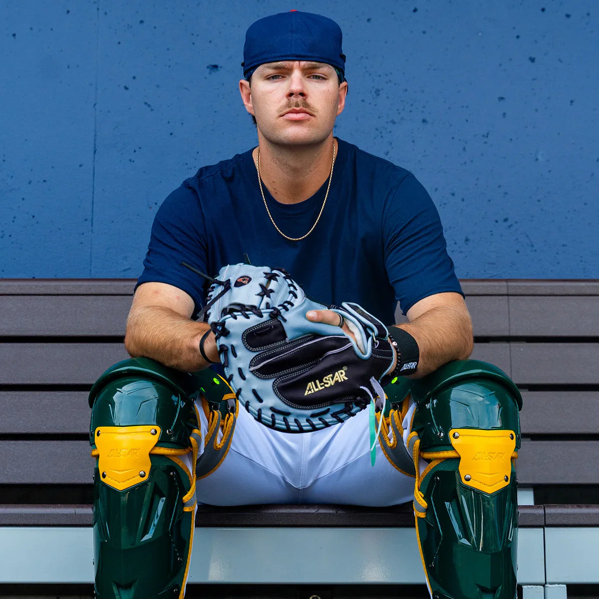 All-Star Pro-Elite™ Professional Catching Mitt 34" Black & Sky Blue