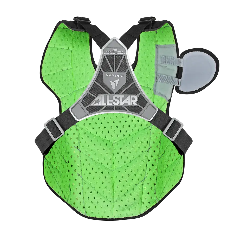 All-Star MVP-PRO™ Chest Protector NOCSAE Small BK/BK back view with Delta Flex® harness