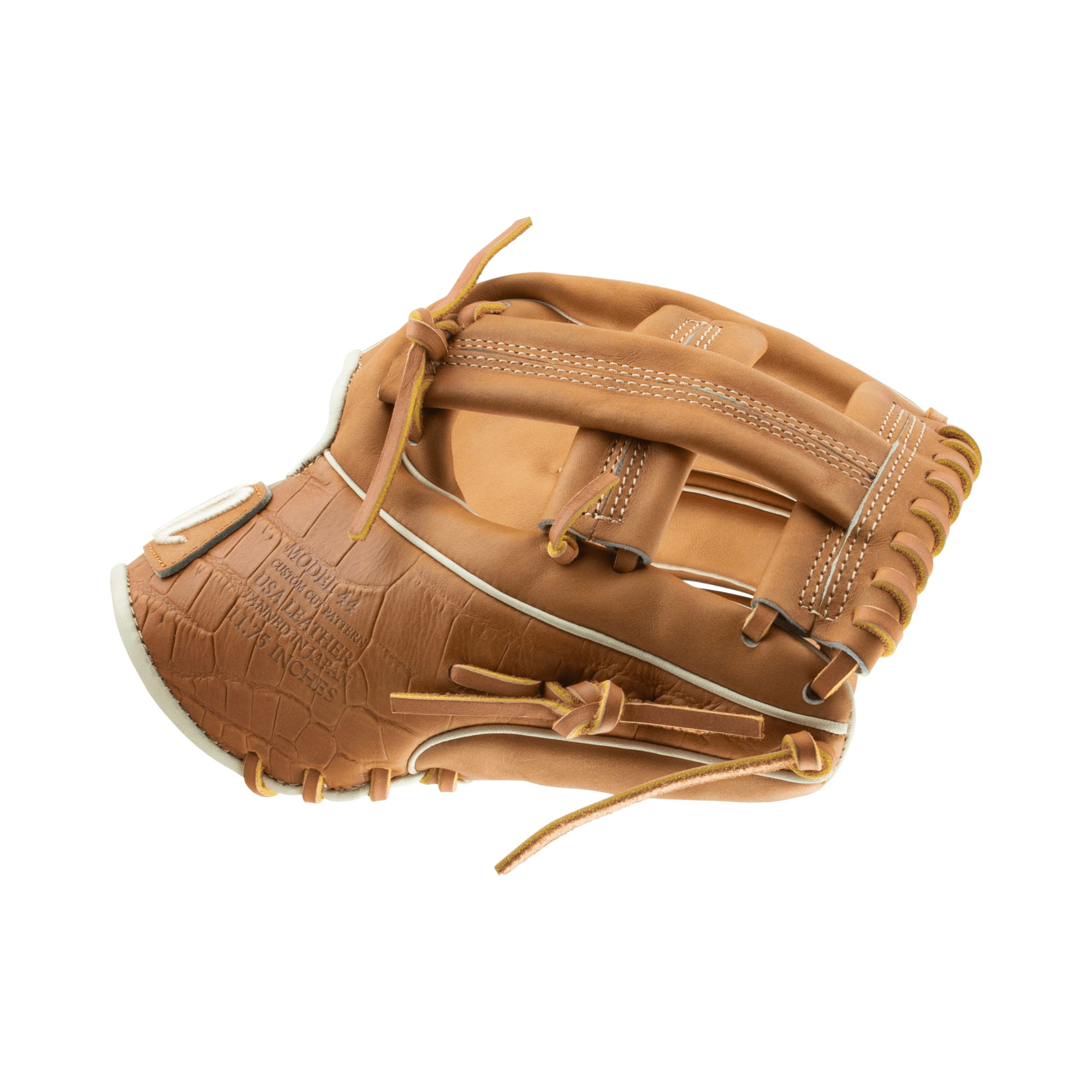 Marucci Capitol Series AB2 Toffee/Gator Tan RHT 11.75" baseball glove featuring premium Japanese-tanned leather.