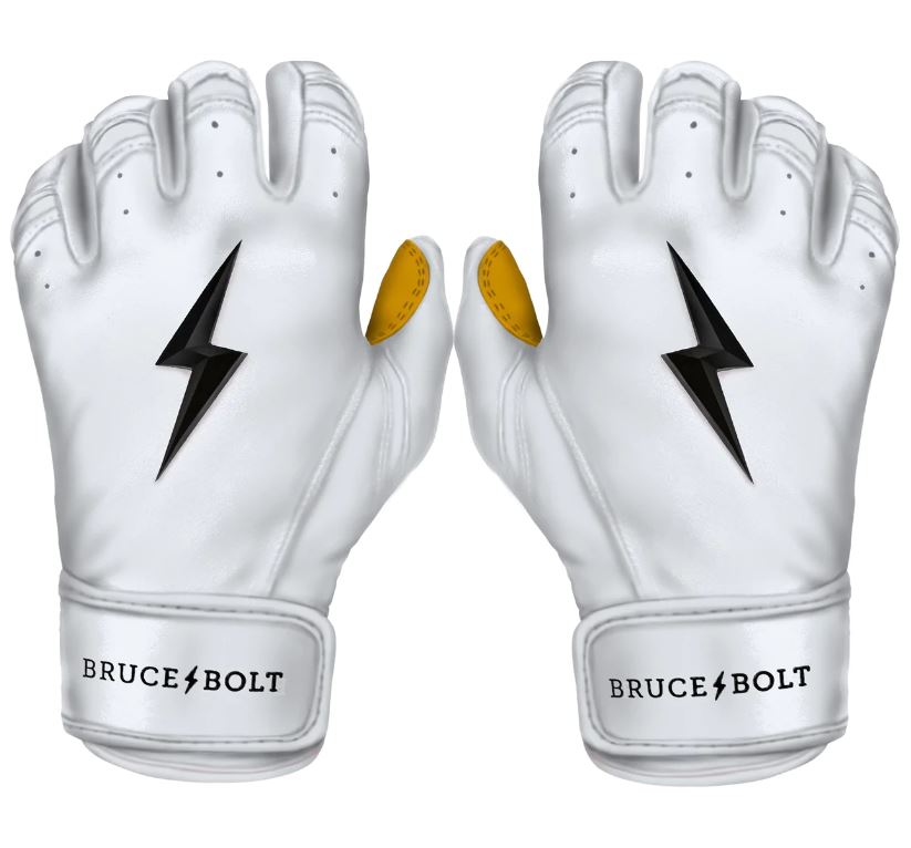 Bruce Bolt Youth Premium Pro Short Cuff Batting Gloves White