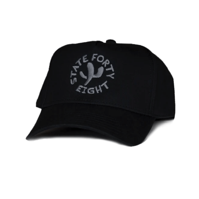 State Forty Eight Frame Snapback Hat Fun Times Cactus Black And Grey