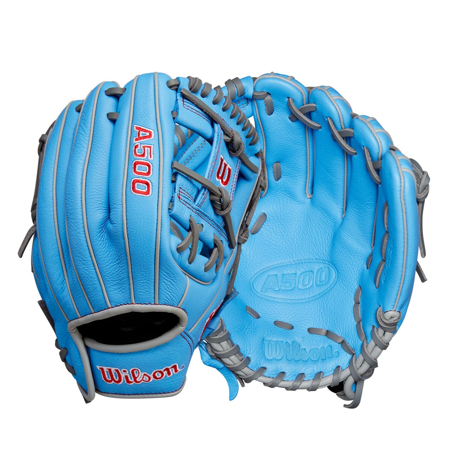 Wilson A500 Utility Youth Baseball Glove Blue/Grey/Red 11" LHT