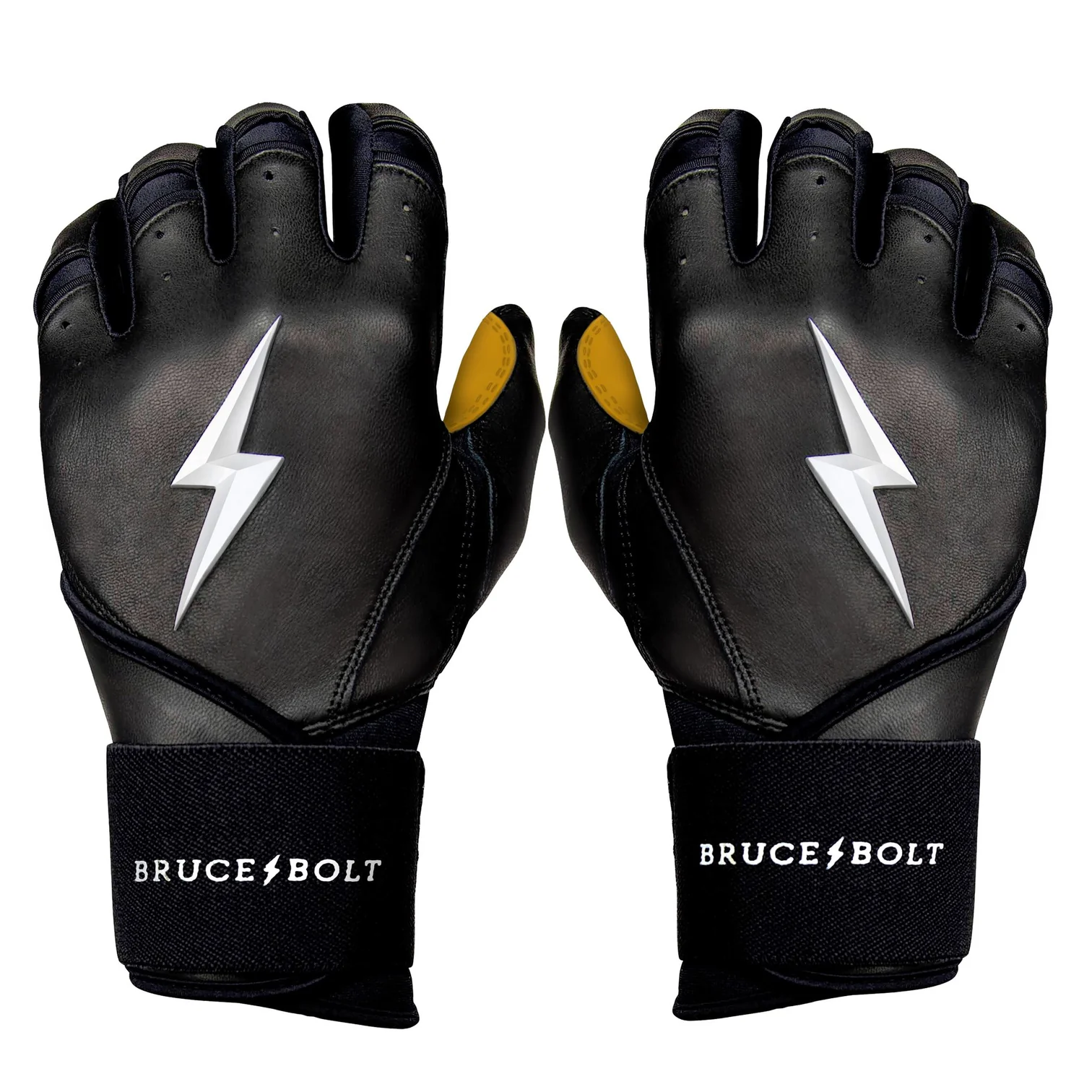 Bruce Bolt Premium Pro Long Cuff Batting Gloves - Black