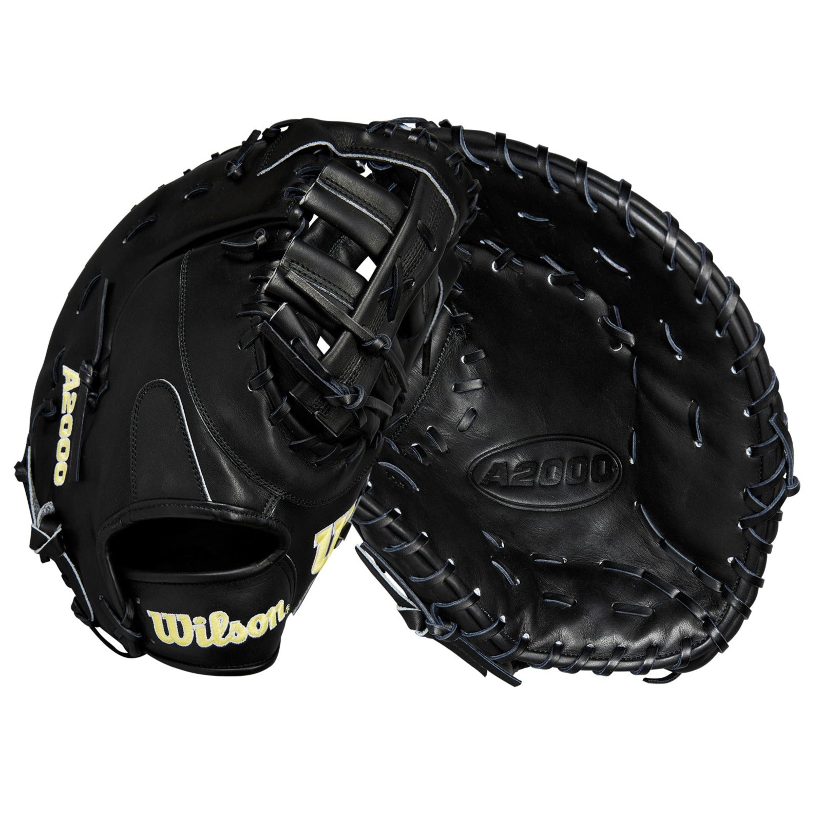 Wilson 2024 A2000 1679 Glove Day Black 12.5” first base mitt front and back view.