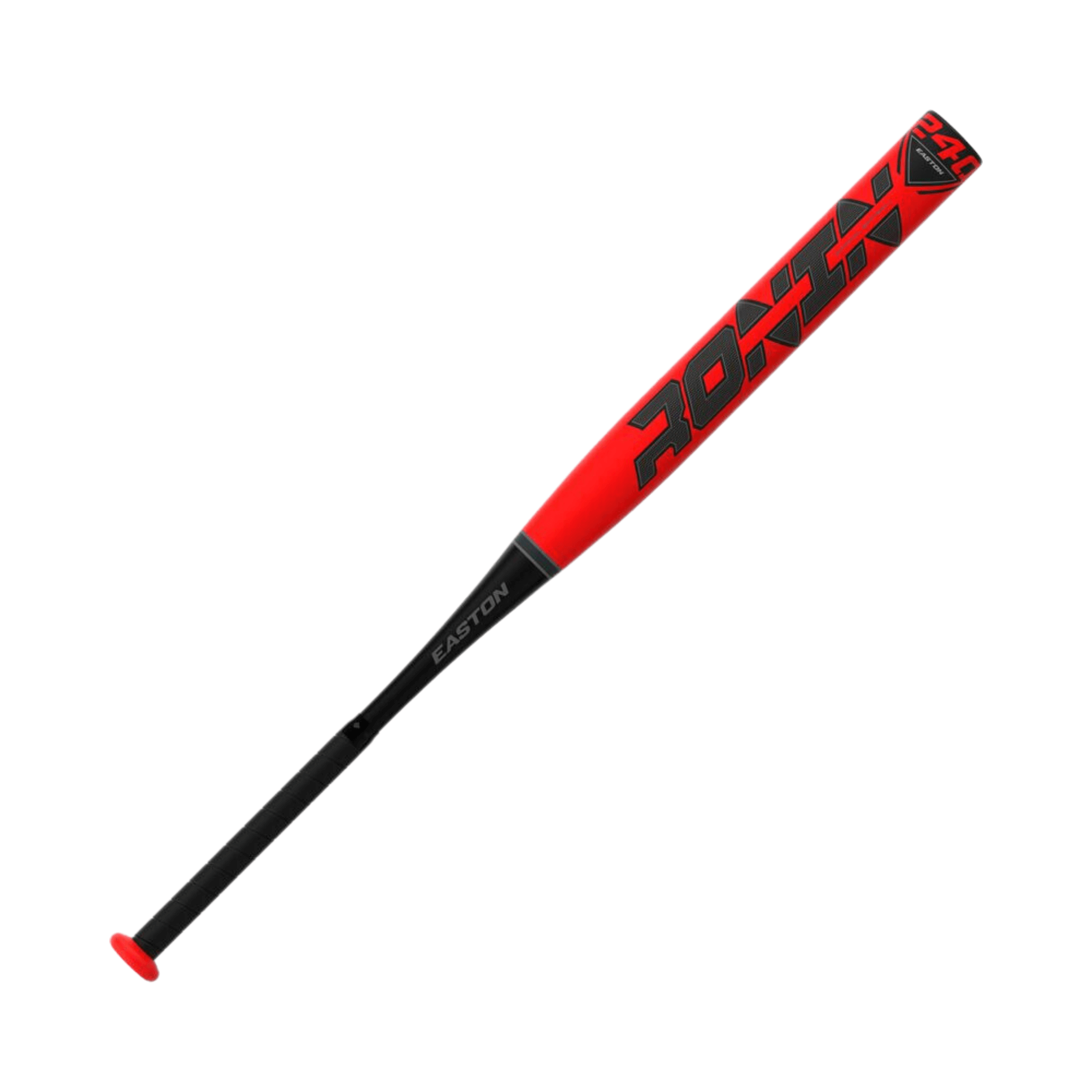 Easton Ronin 240 Slowpitch Softball Bat with red and black design, featuring a 12” barrel and ATAC Alloy construction.