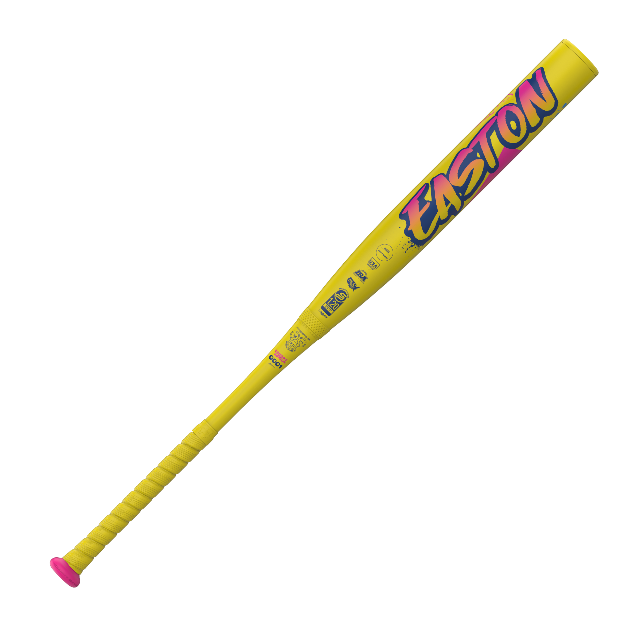 Easton Ghost Advanced (-11) Fastpitch Softball Bat in vibrant yellow from the Spring Break Collection, perfect for elite performance.