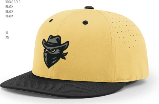 Richardson PTS30C OV Coyotes hat in Vegas Gold and black with embroidered logo, ideal for outdoor enthusiasts and fans.