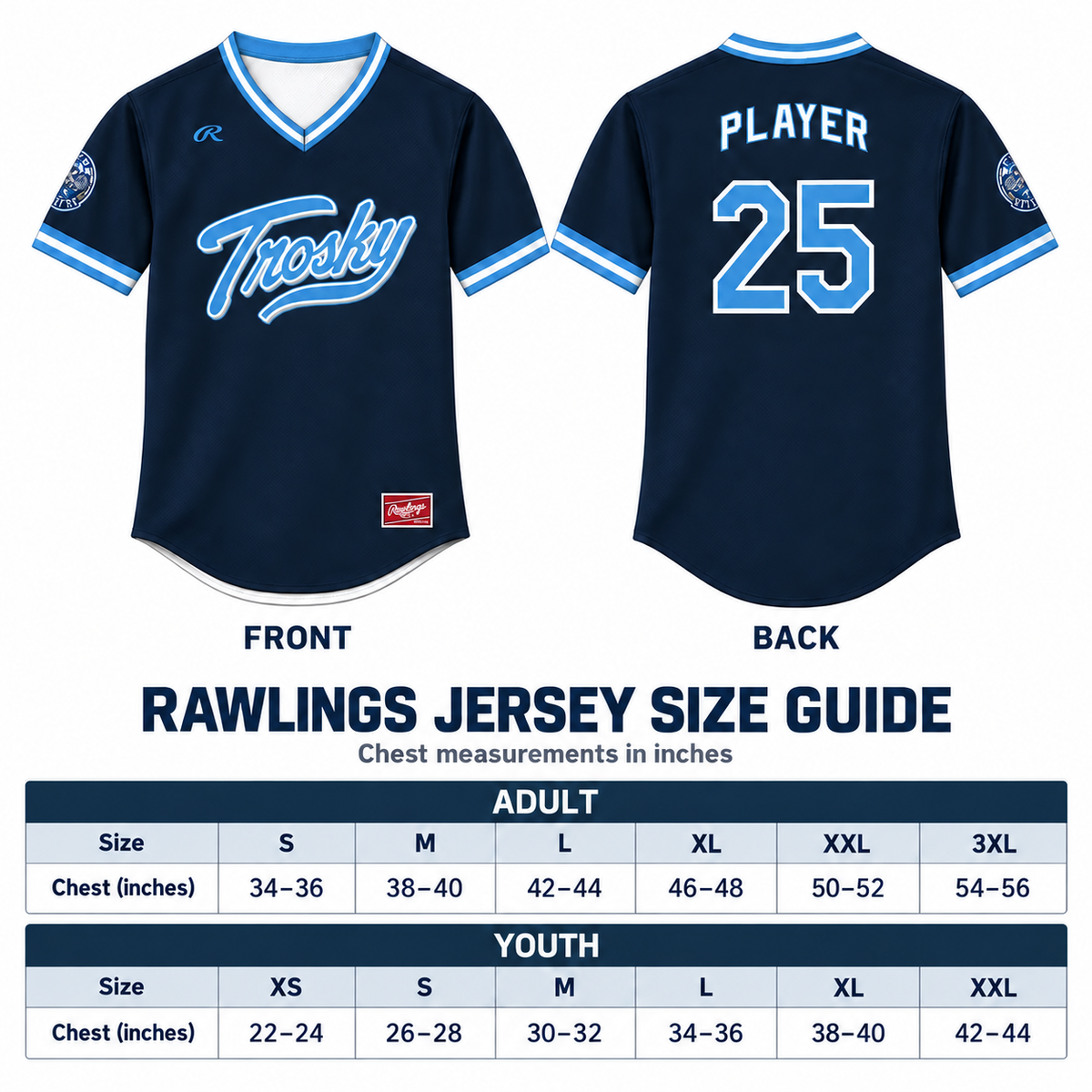 Trosky Northwest Custom Rawlings Jersey Navy - Adult