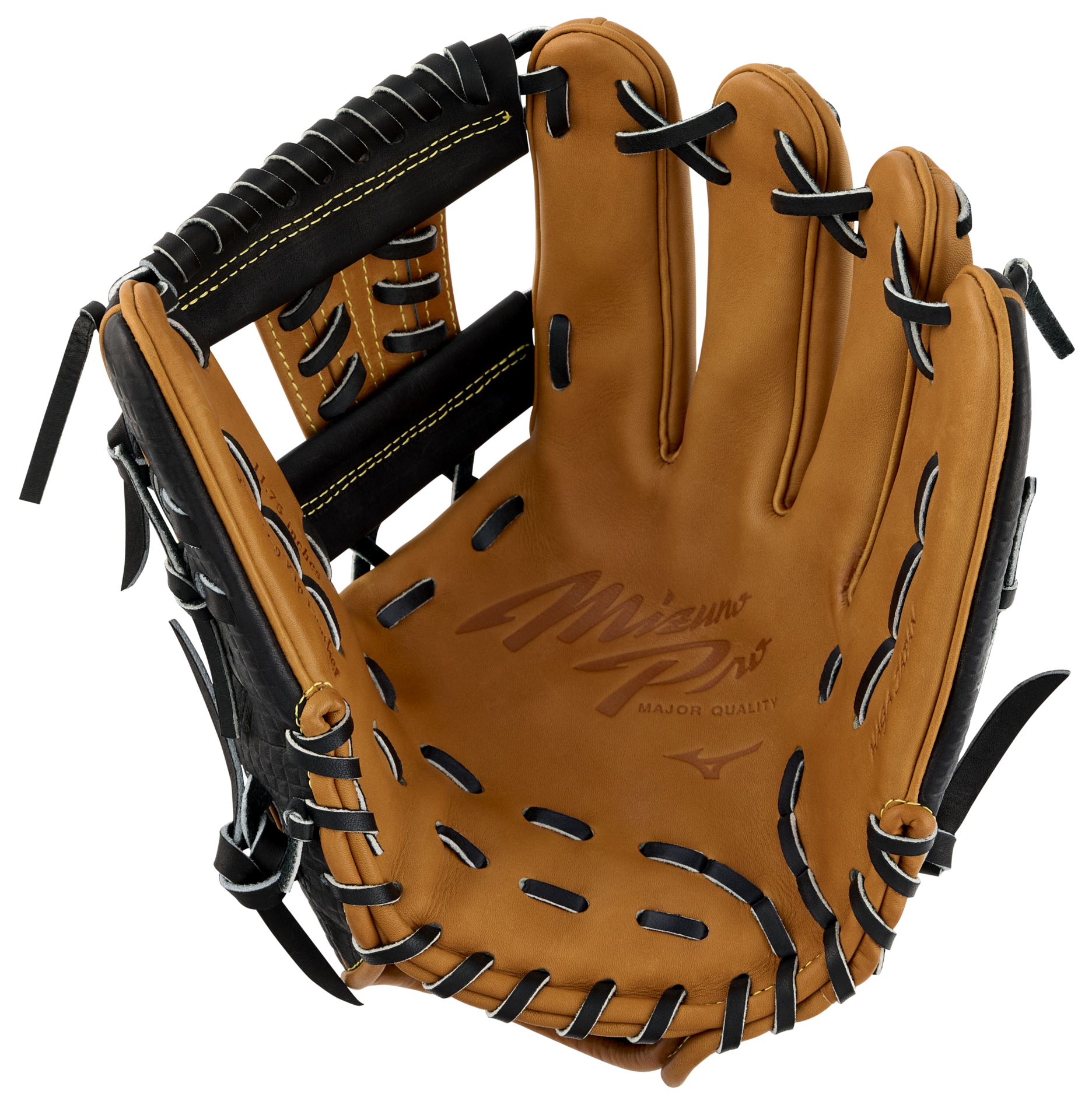 Palm view crafted with rich Deguchi Japanese kip leather on Mizuno Haga Shogun Glove