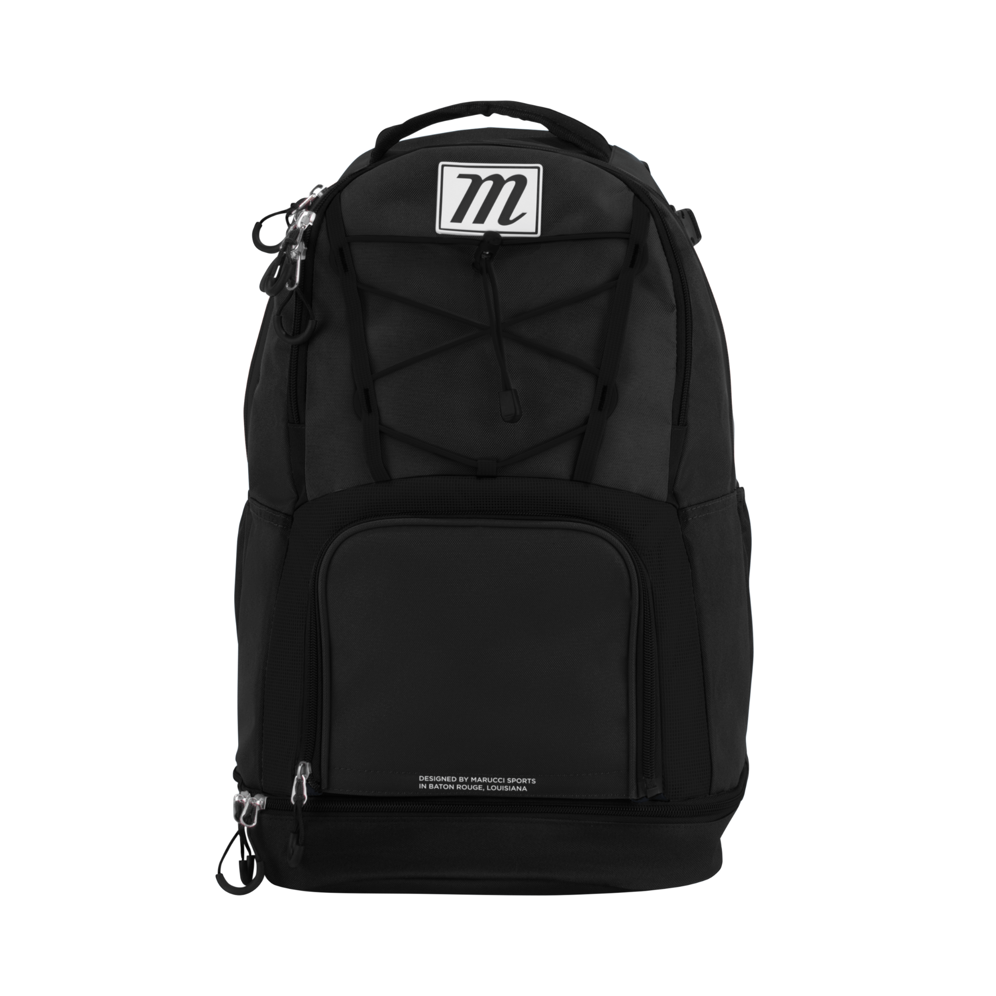 Marucci Blazr Bat Pack in black, designed for baseball players with ample storage and customizable features.