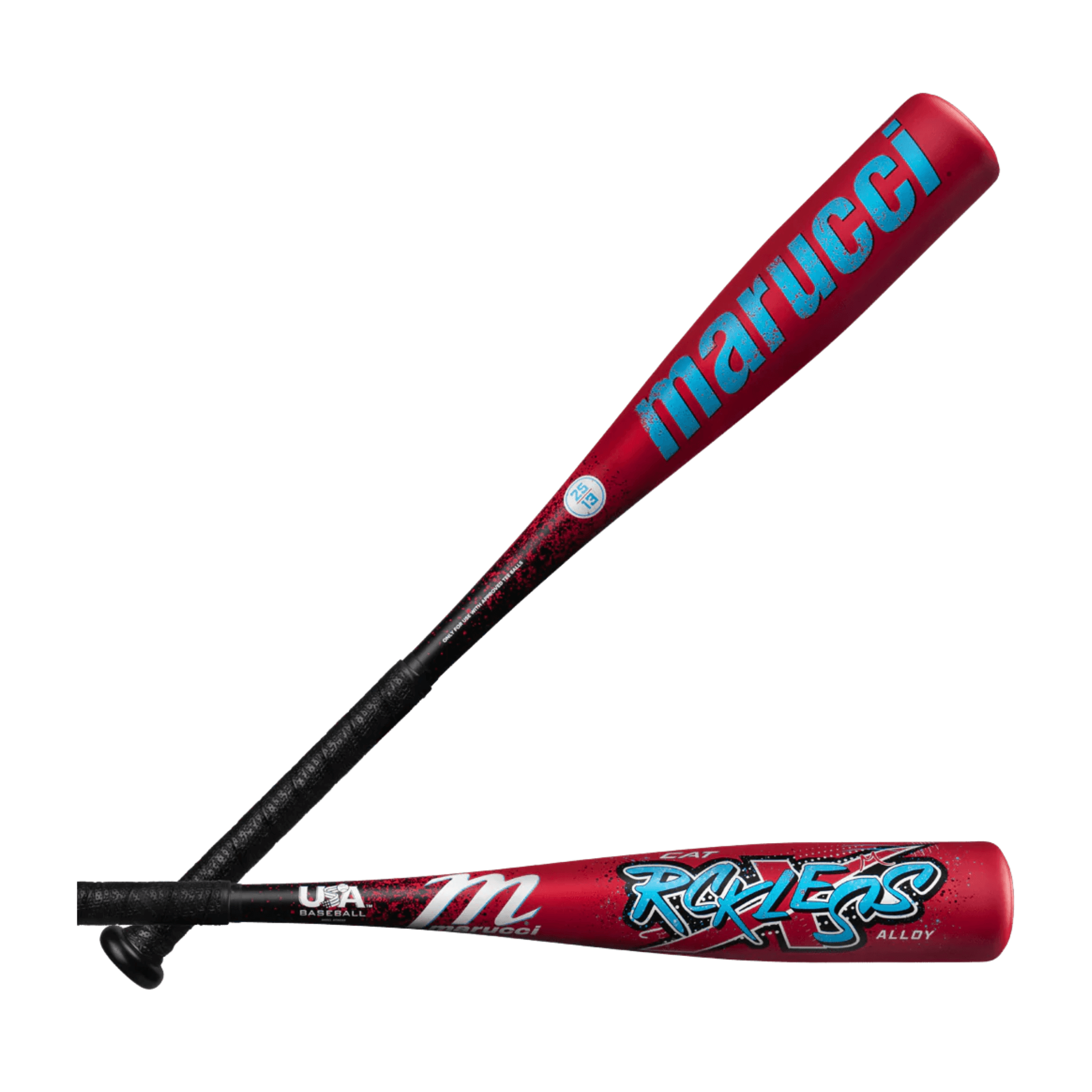Marucci CAT X RCKLESS COMP (-11) USA Tee Ball Bat in red, designed for youth players for confident hitting.