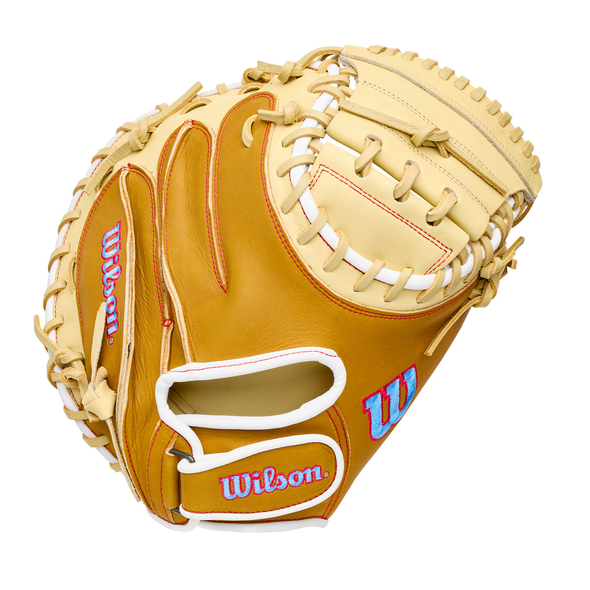 Wilson 2027 A1000 PF33 33” Baseball Catcher’s Mitt with Pedroia Fit Technology for secure grip and deeper pocket.