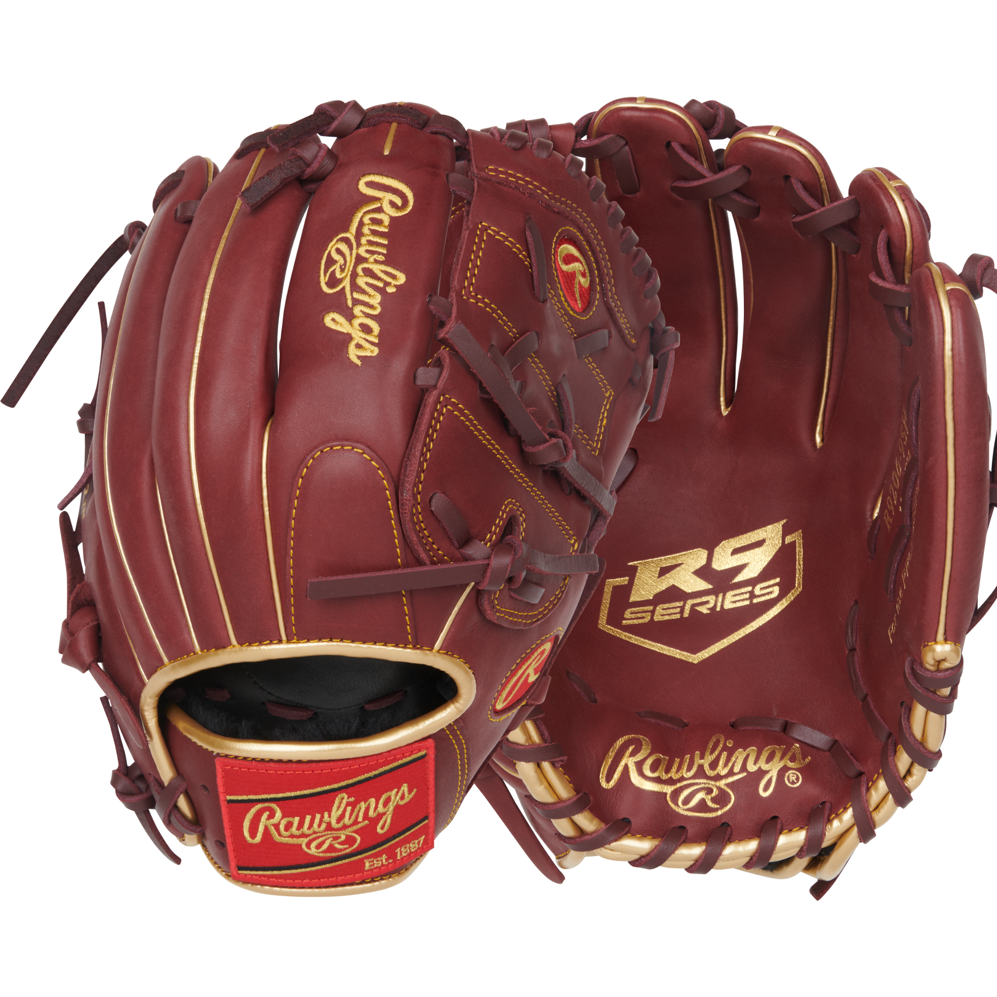 Rawlings R9 12" Utility Baseball Glove Back and Palm View