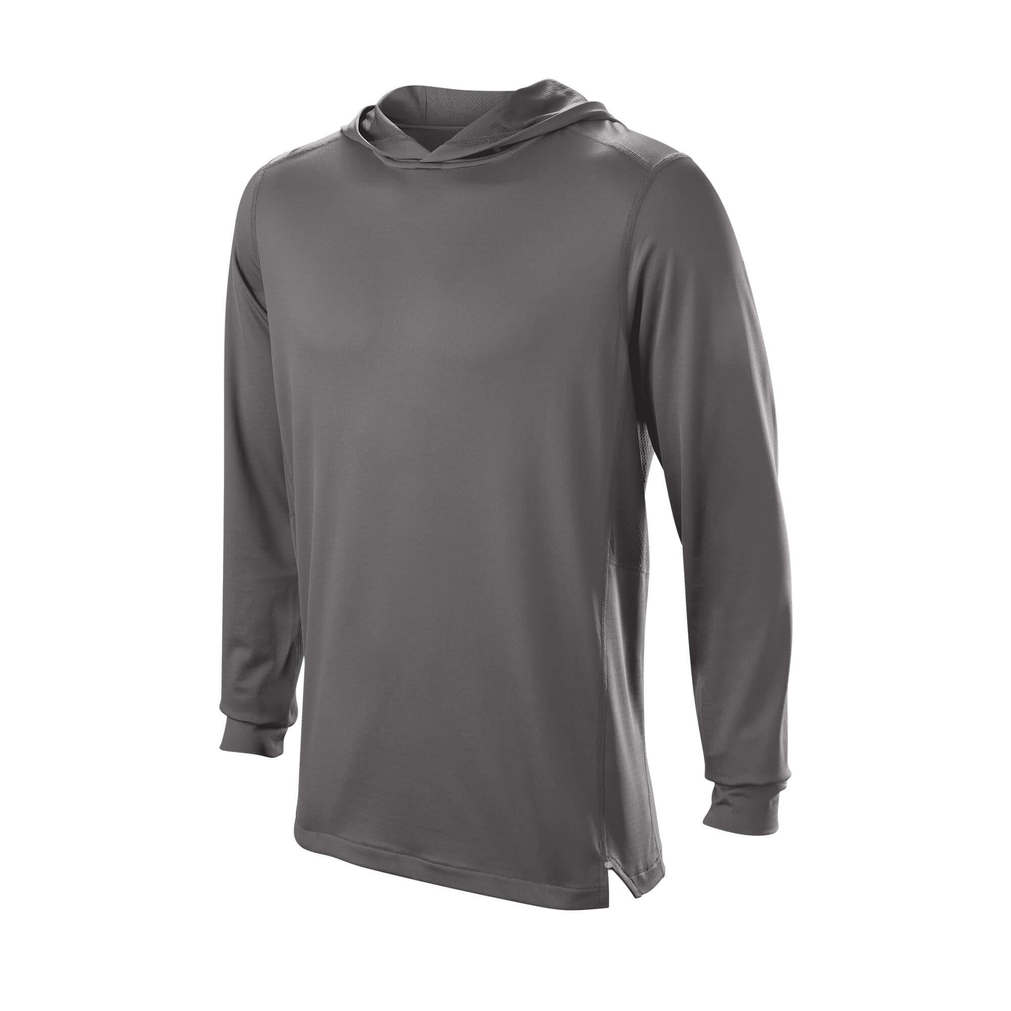 Youth Lightweight Training Hoodie 2.0 in gray, front view, featuring a slim athletic fit and moisture-wicking fabric.