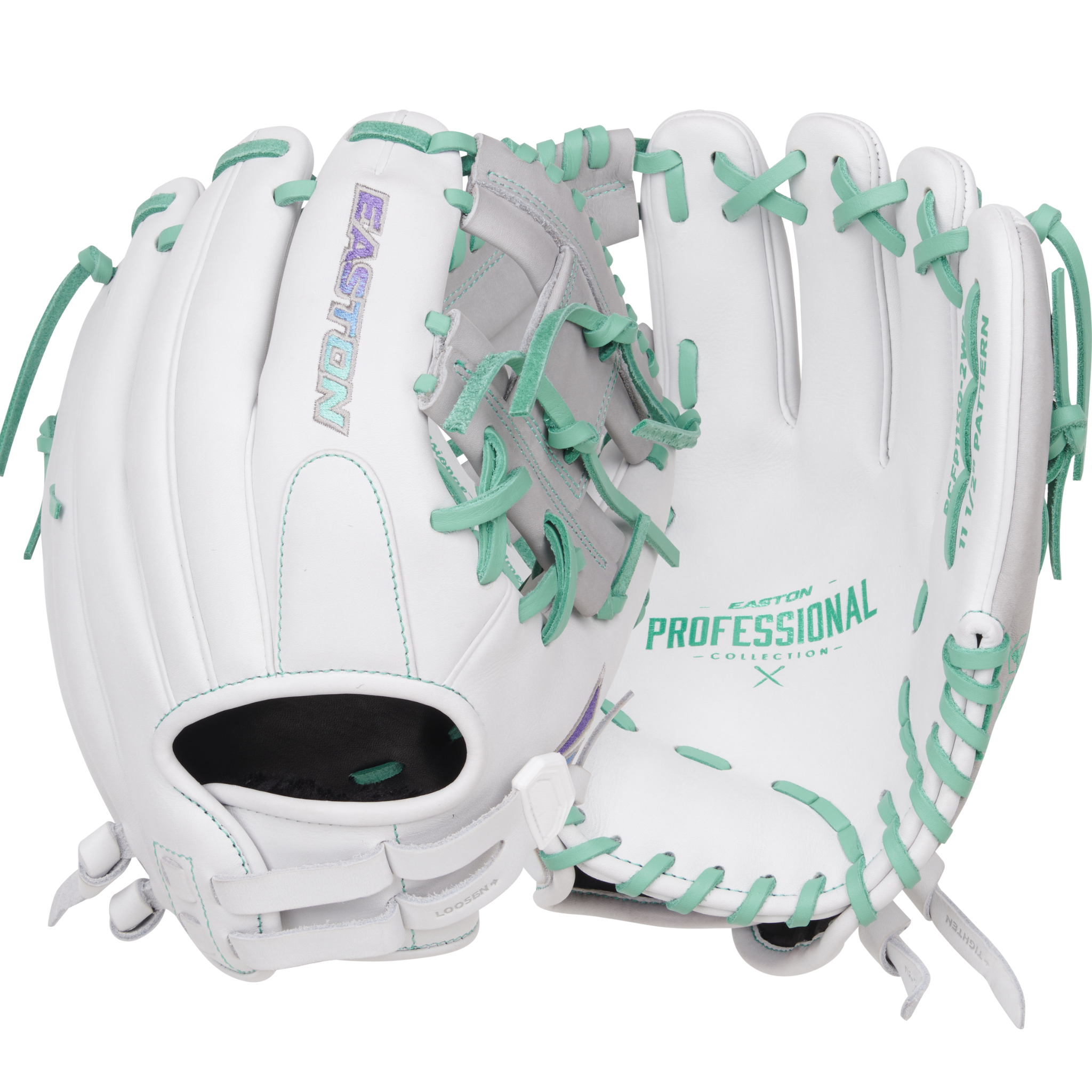 Easton Pro Collections Fastpitch Softball Glove Back and Palm View