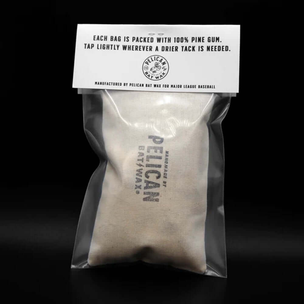 Pelican Official MLB Rosin Bag made of 100% pine gum, designed for baseball players needing a drier tack.