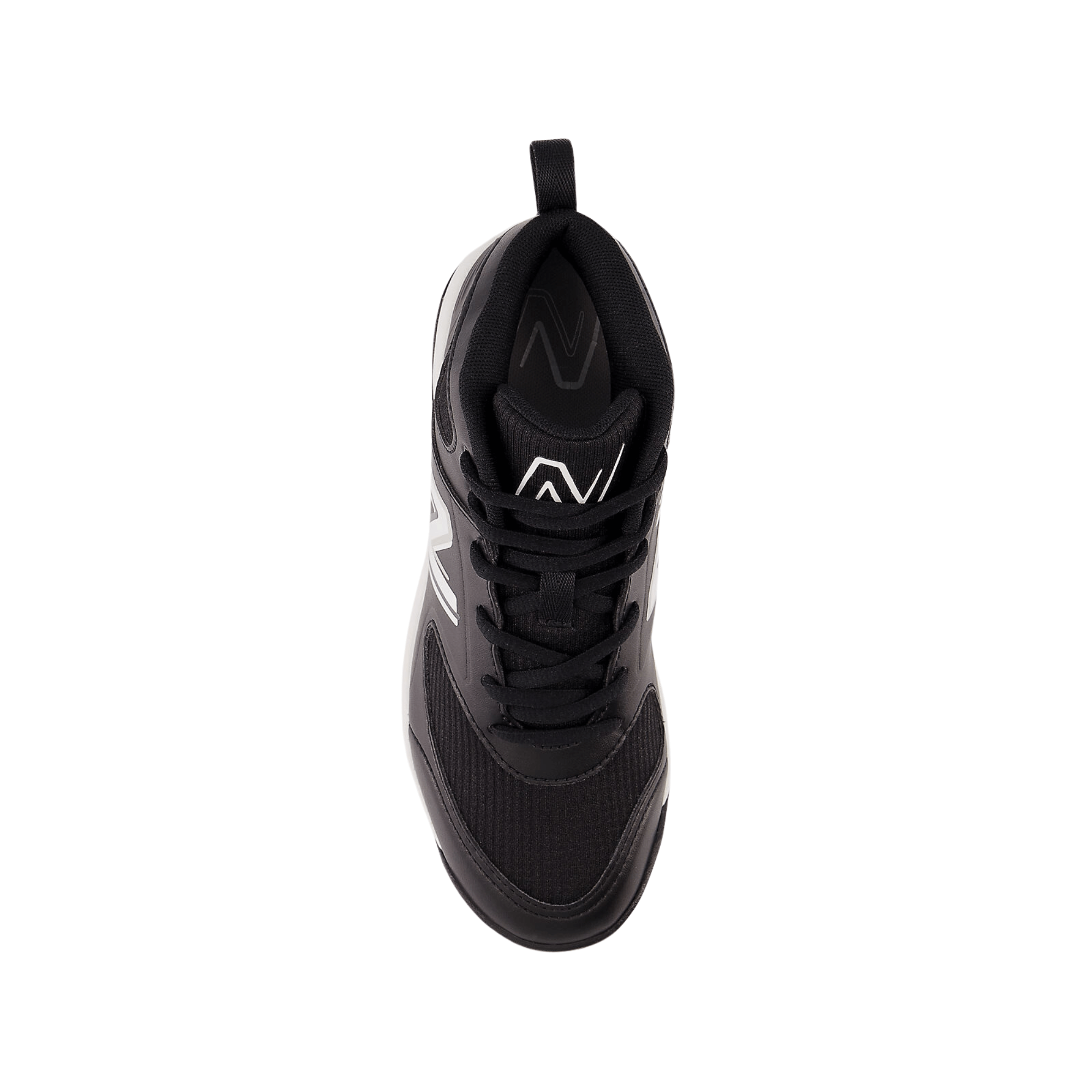 New Balance Kids' 3000v6 black baseball cleats featuring a mid-cut design and lightweight midsole for comfort and support.