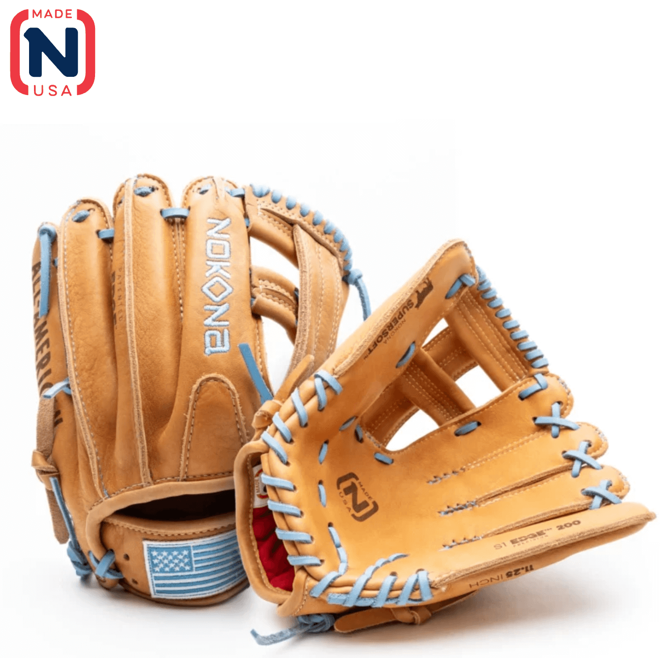 Nokona S1 All-American S1-EP200 Infield Glove Tan & Columbia Single Post Infield 11.25"