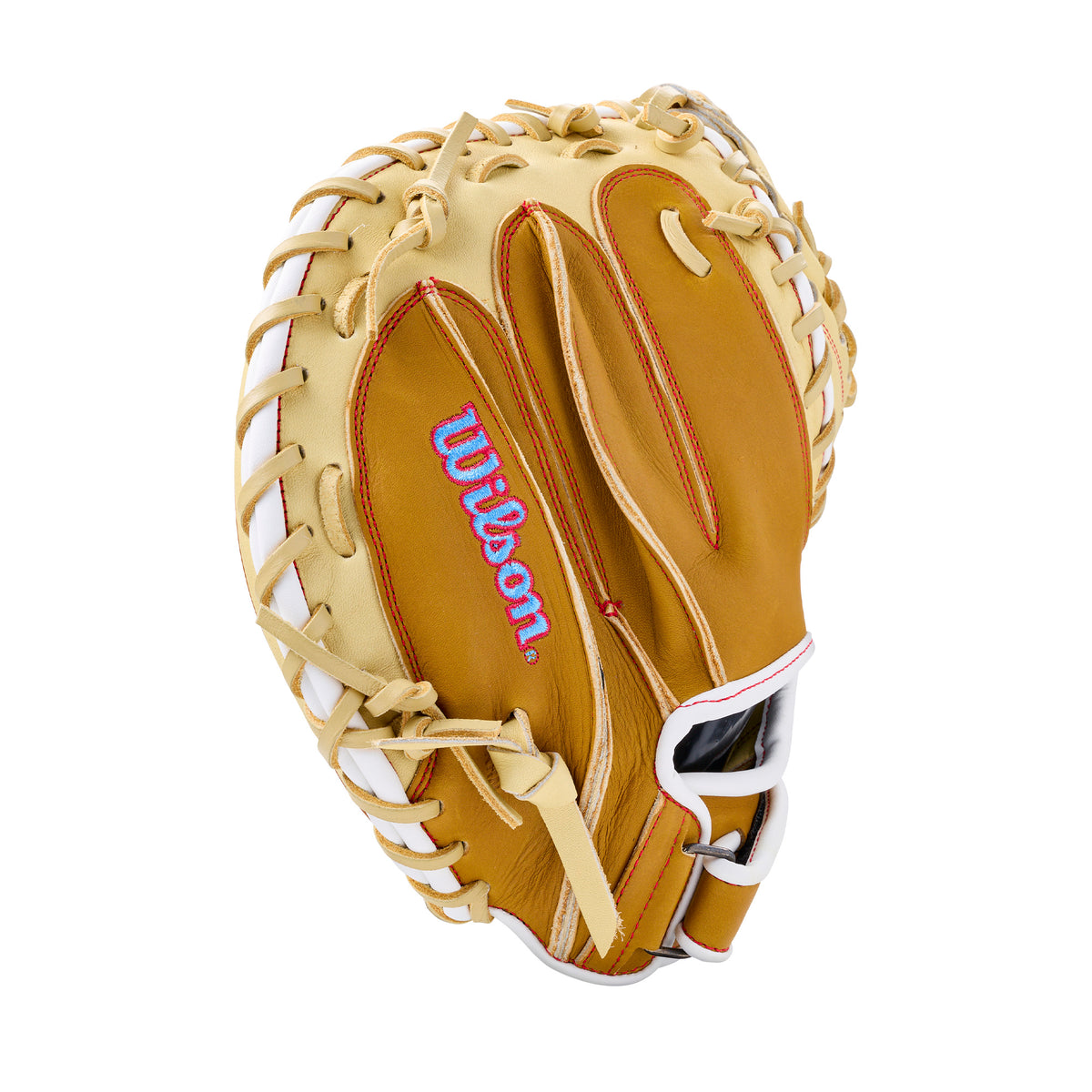 Wilson 2027 A1000 PF33 33” Baseball Catcher’s Mitt with Pedroia Fit Technology for smaller hands and deep pocket for catchers.