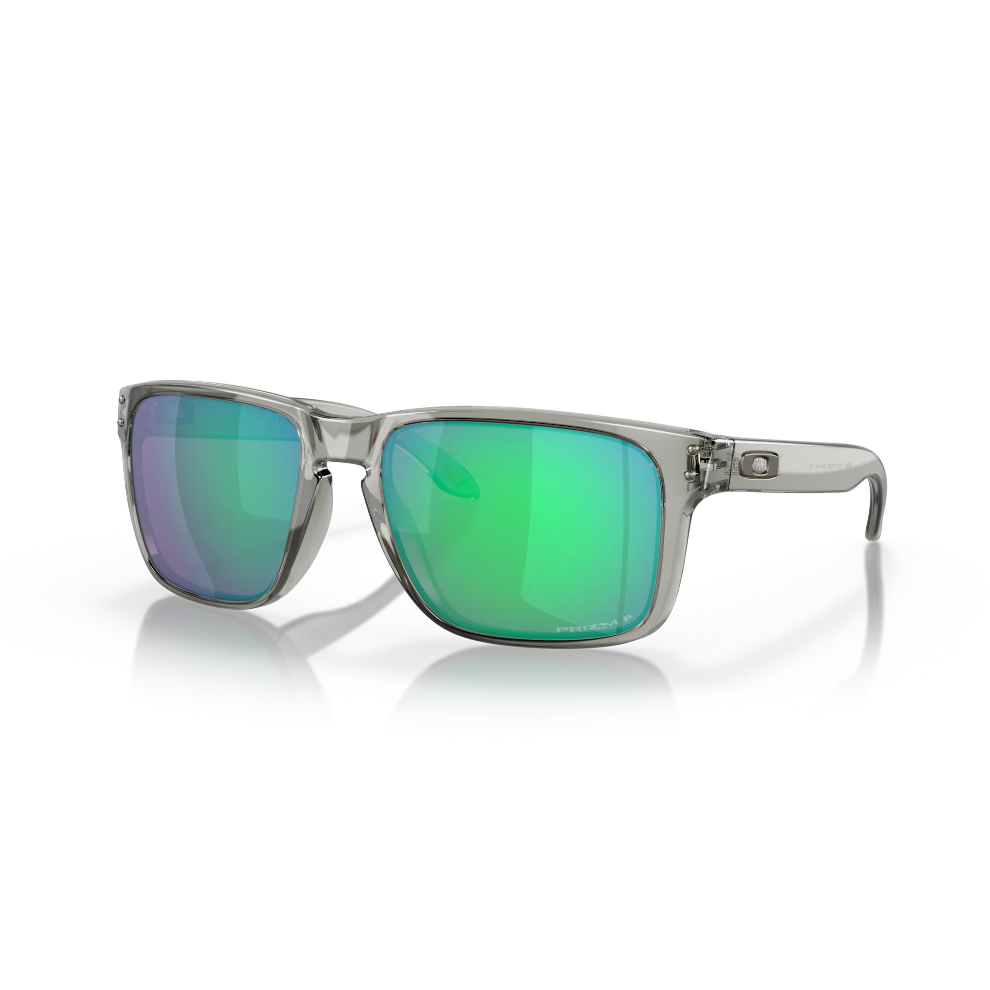 Dynamic angle of Oakley Holbrook XL emphasizing Prizm Jade lenses, iconic style, and sturdy design.