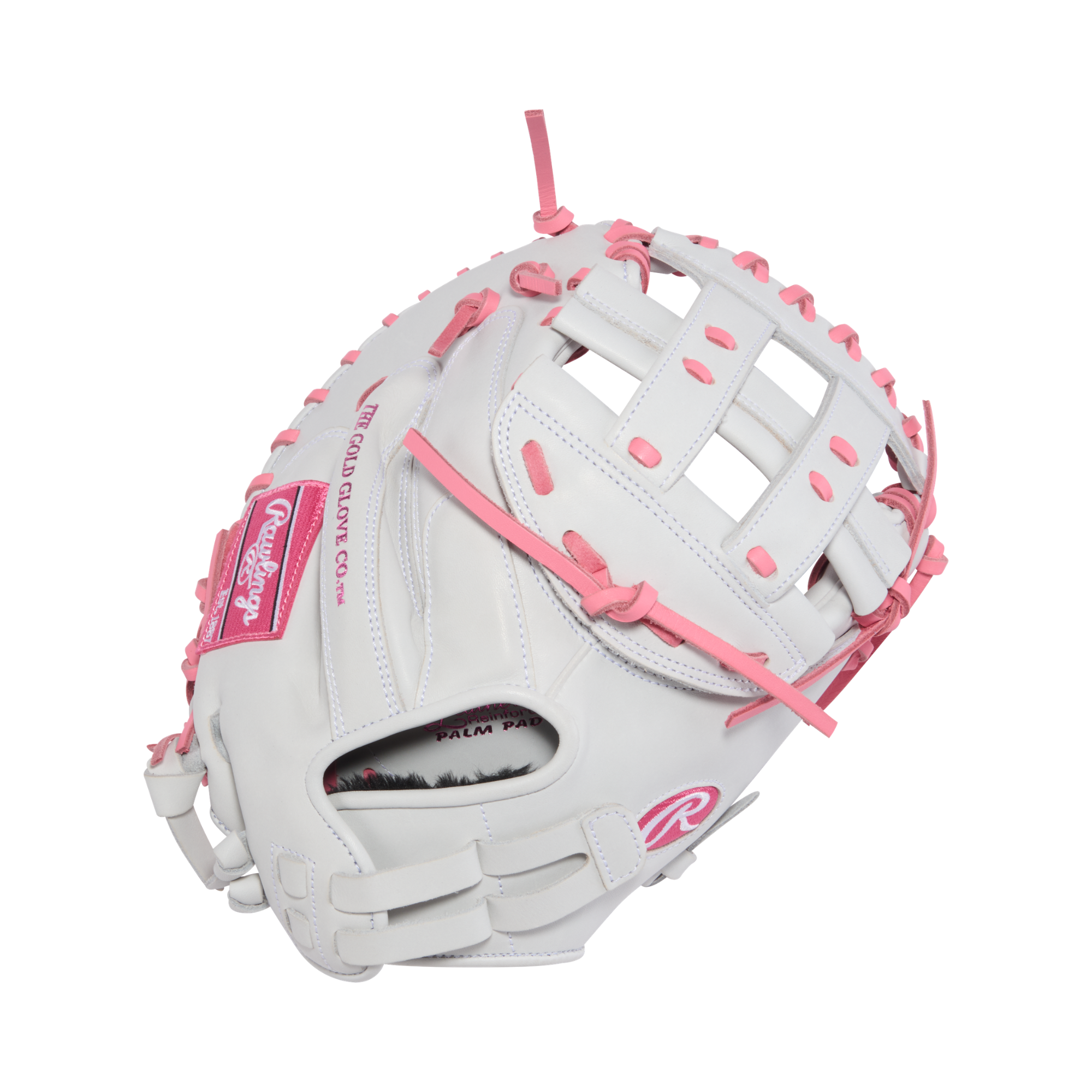 Rawlings Liberty Advanced 33" Fastpitch Catcher's Mitt back view with Pro H Web and pink laces