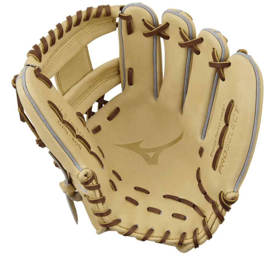Mizuno Pro Select GPS-40 11.5-inch baseball glove in premium Steerhide leather, showcasing craftsmanship and durability.