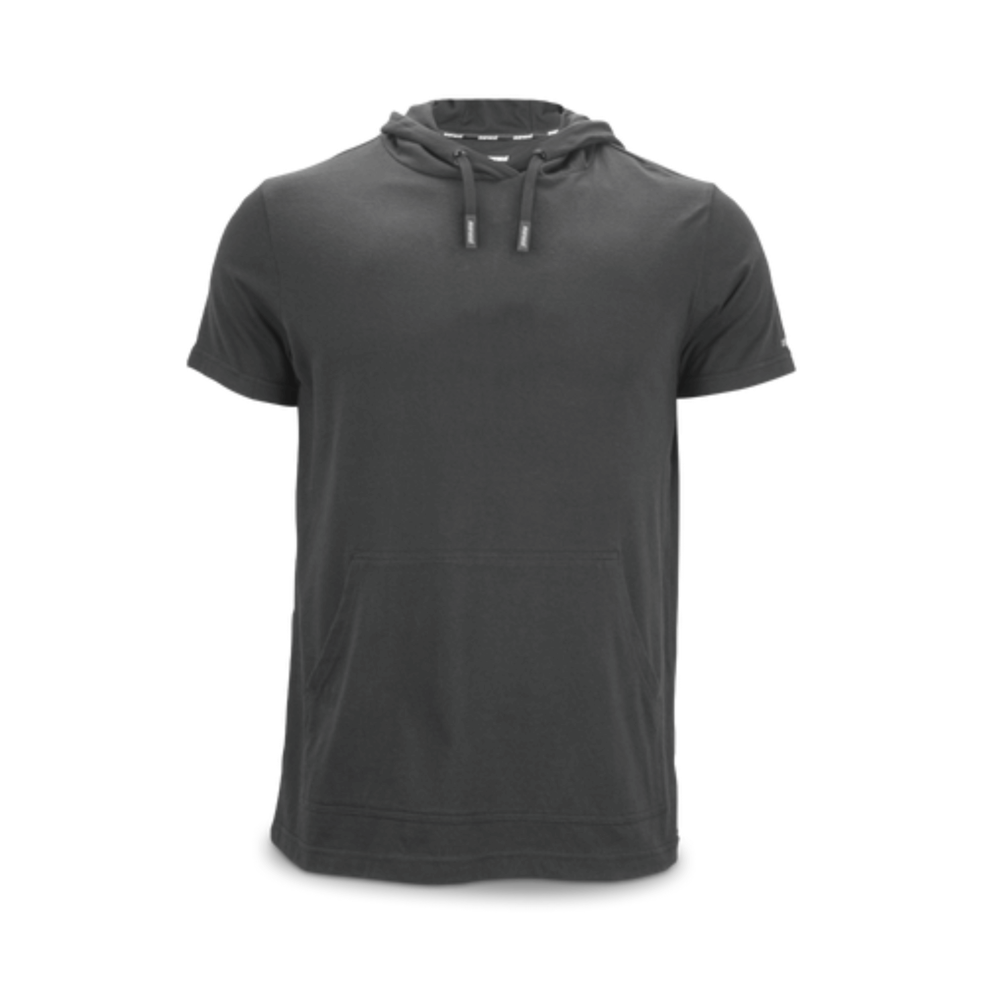 Marucci Forge short sleeve hoodie in gray with kangaroo pocket and three-piece hood, perfect for customization.