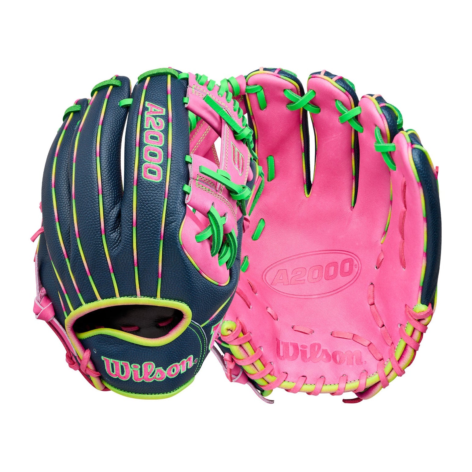 Wilson A2000 1724 Baseball Glove - Navy, Flamingo Pink, Neon Green - June 2026 Glove of the Month
