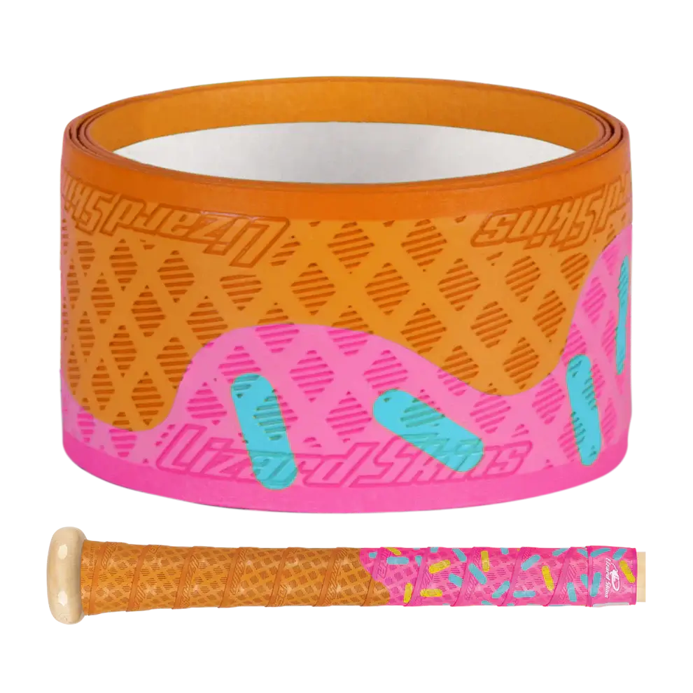 Lizard Skins DSP Ultra Bat Grip - Pink Scoop, featuring oval pattern and multi-directional ridges for enhanced grip.