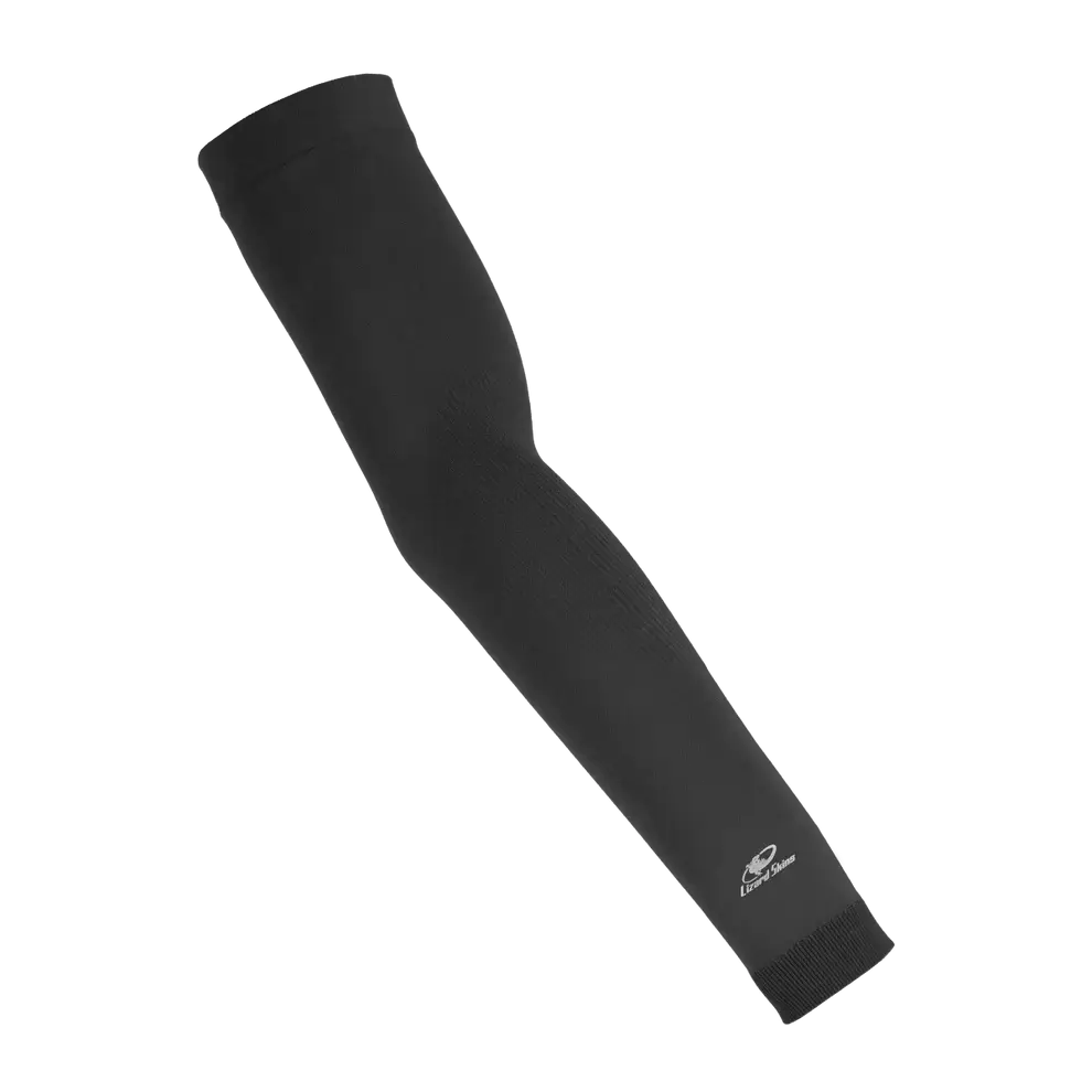 Lizard Skins Knit Arm Sleeve in Jet Black, featuring seamless nylon and spandex for compression and breathability.