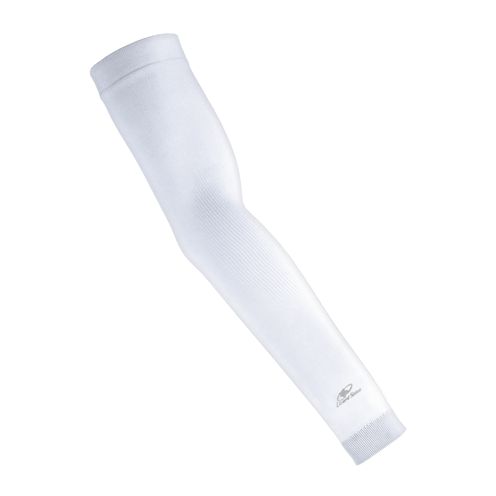Lizard Skins Knit Arm Sleeve in Diamond White, featuring seamless nylon and spandex for compression fit and comfort.