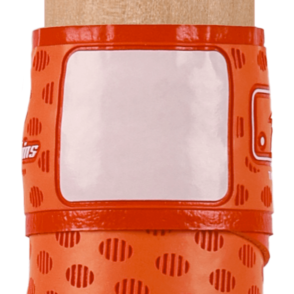 Lizard Skins DSP Ultra Bat Grip in blaze orange with premium adhesive design and customizable installation details.