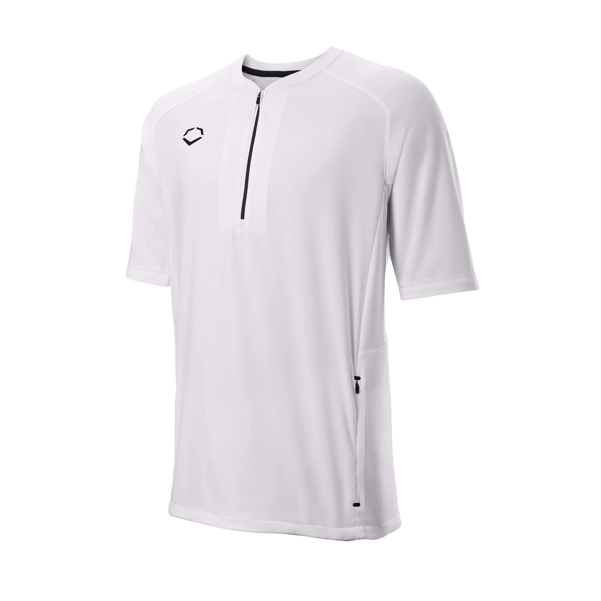 Evoshield Adult Long Sleeve BP Jacket in Team White with zipper and mesh inserts for breathability and comfort.