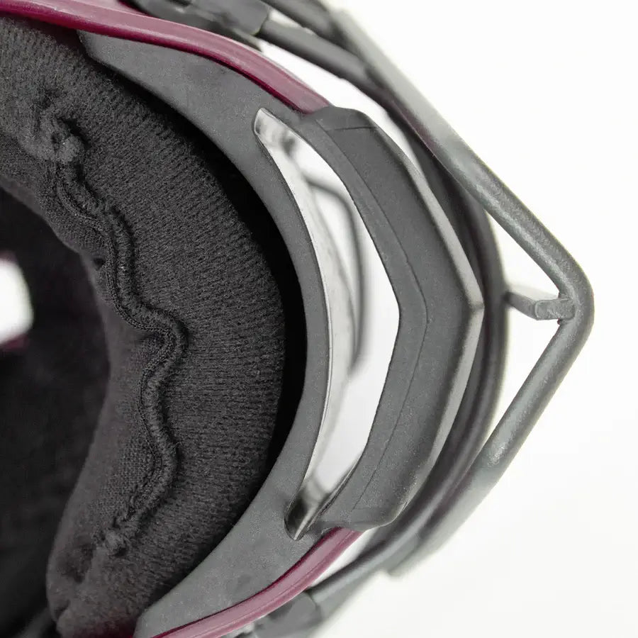 Inside view of All-Star Adult MVP PRO Catcher's Helmet with Deflexion Tech showcasing padded lining and protective features.