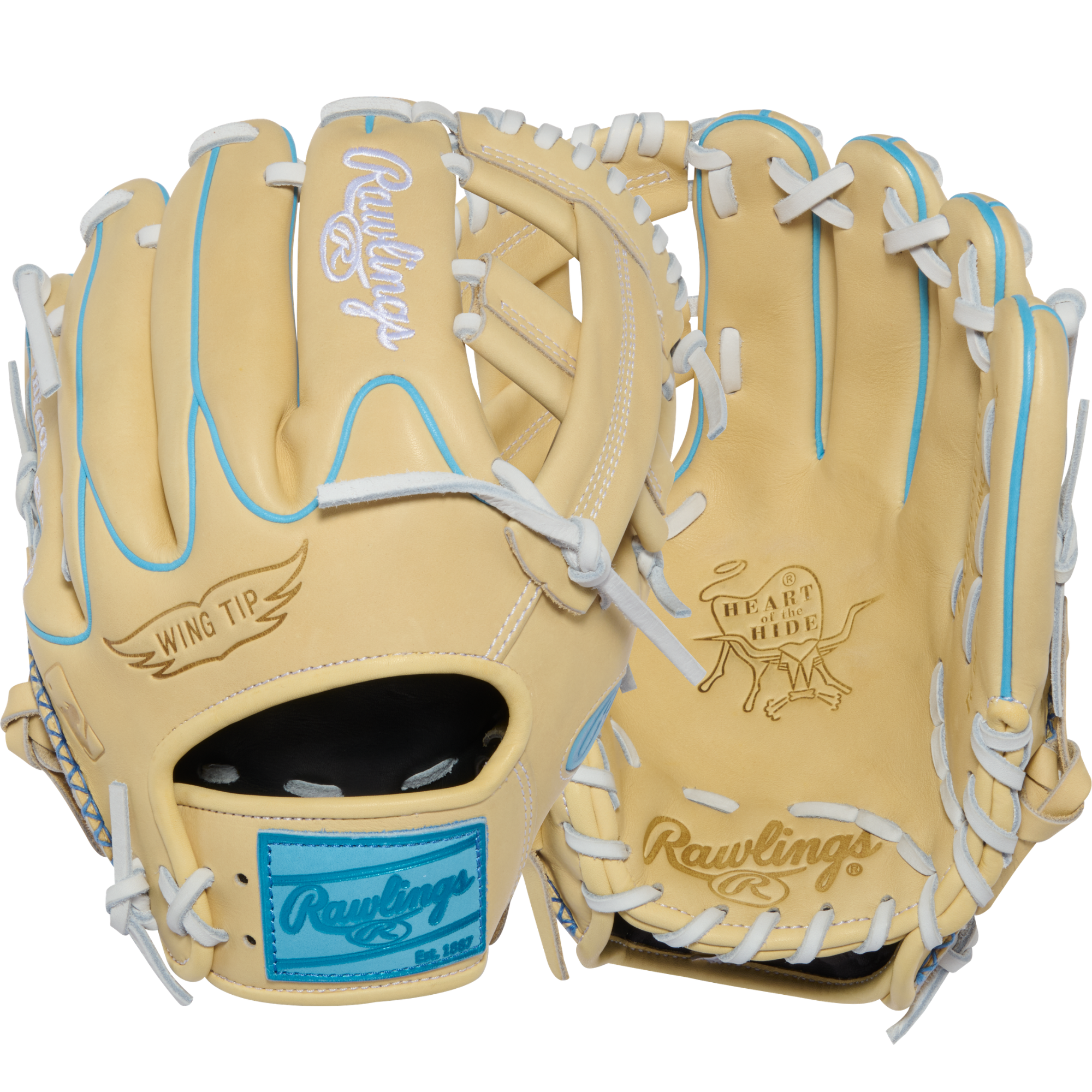 Rawlings PROR204W-1CCB Baseball Glove back and front combination showing GOTM infield design