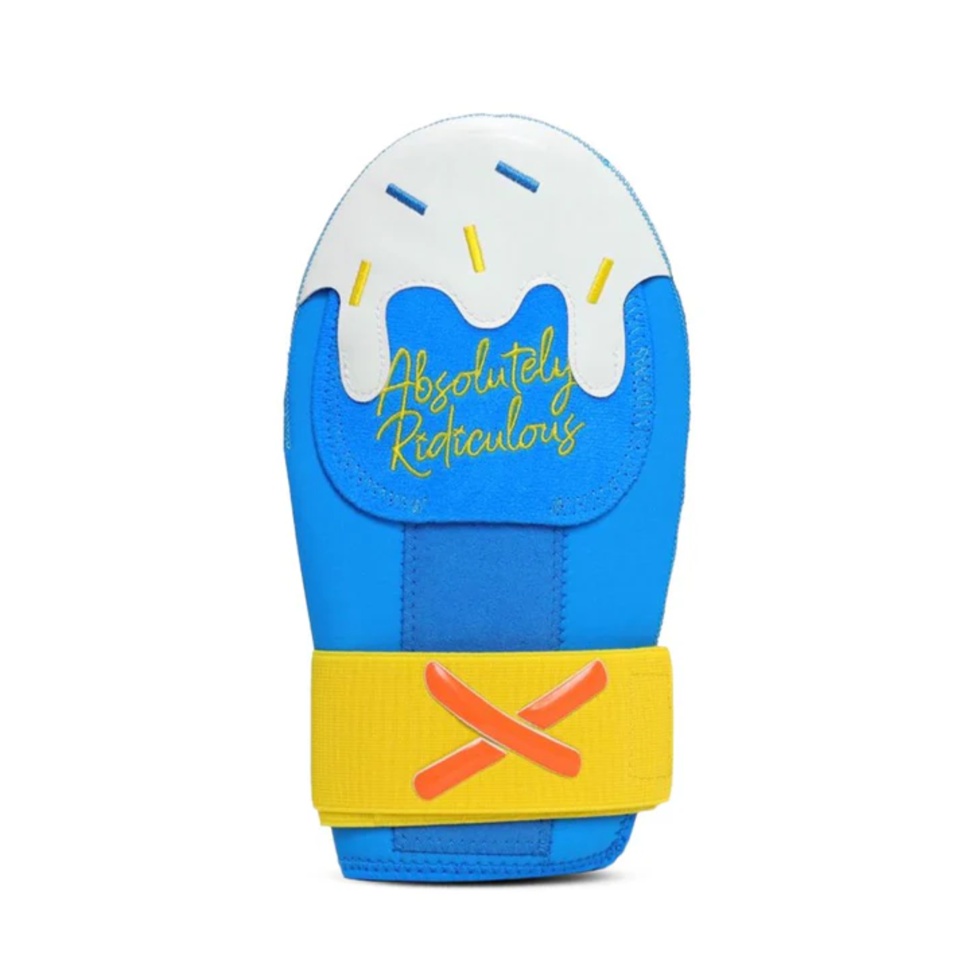 Absolutely Ridiculous Ookla Blue Short King Sliding Mitt front view with open wrist design