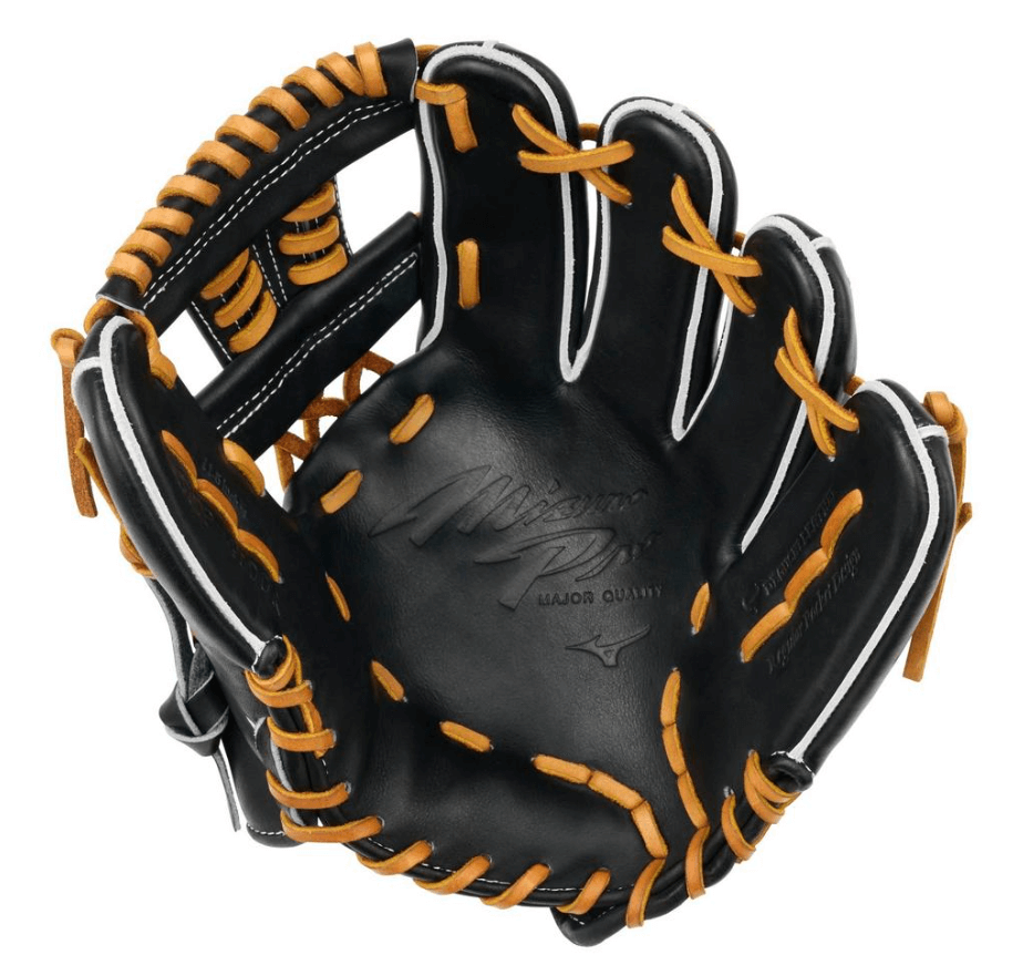 Mizuno Pro GMP-4000R INF Glove 11.5 in black and orange, showcasing premium Deguchi Leather and expert craftsmanship.