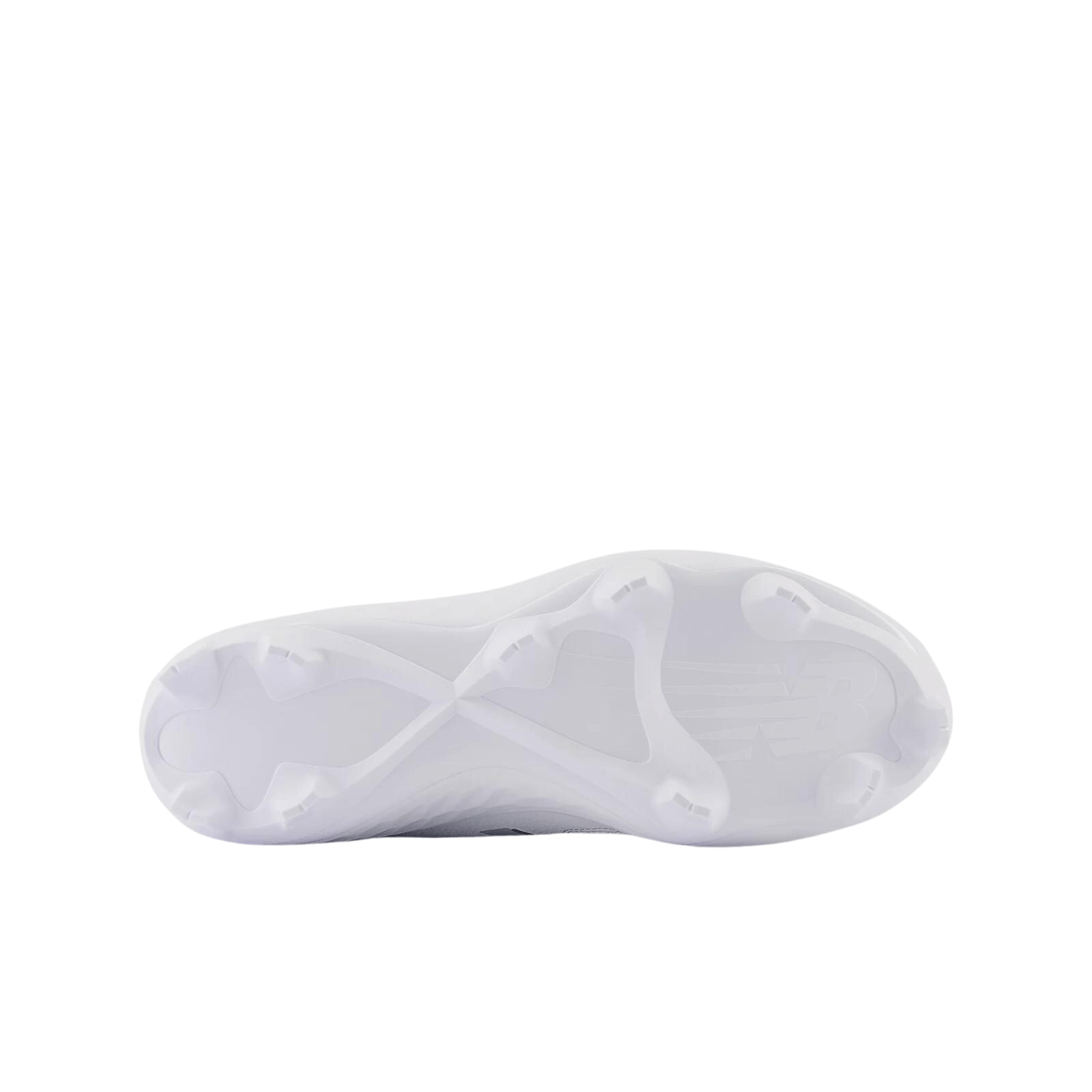 New Balance Fresh Foam 3000 v6 Molded baseball cleat sole view in white, showcasing its traction and design.