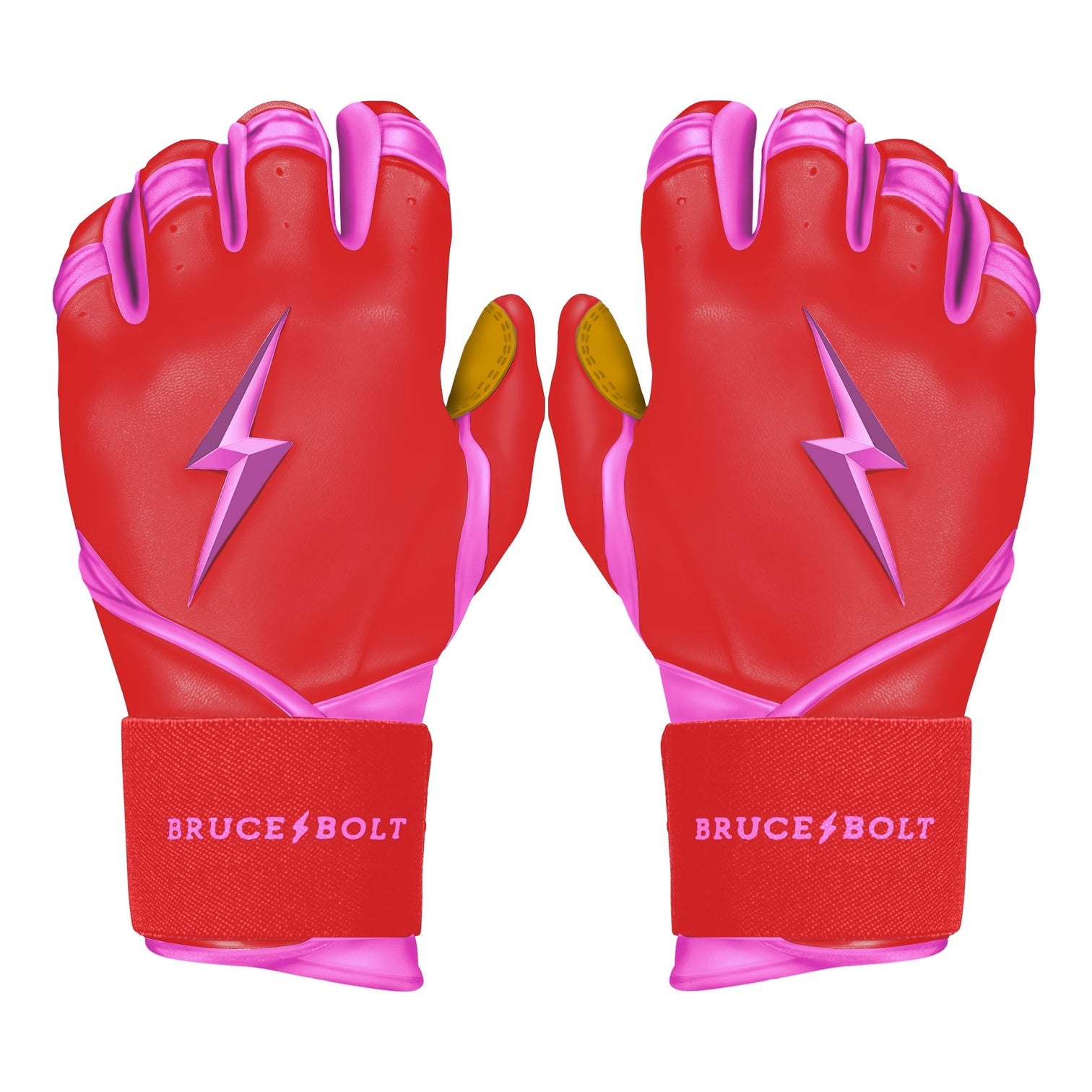 Bruce Bolt Premium Pro Bader Series Long Cuff Batting Gloves Pink