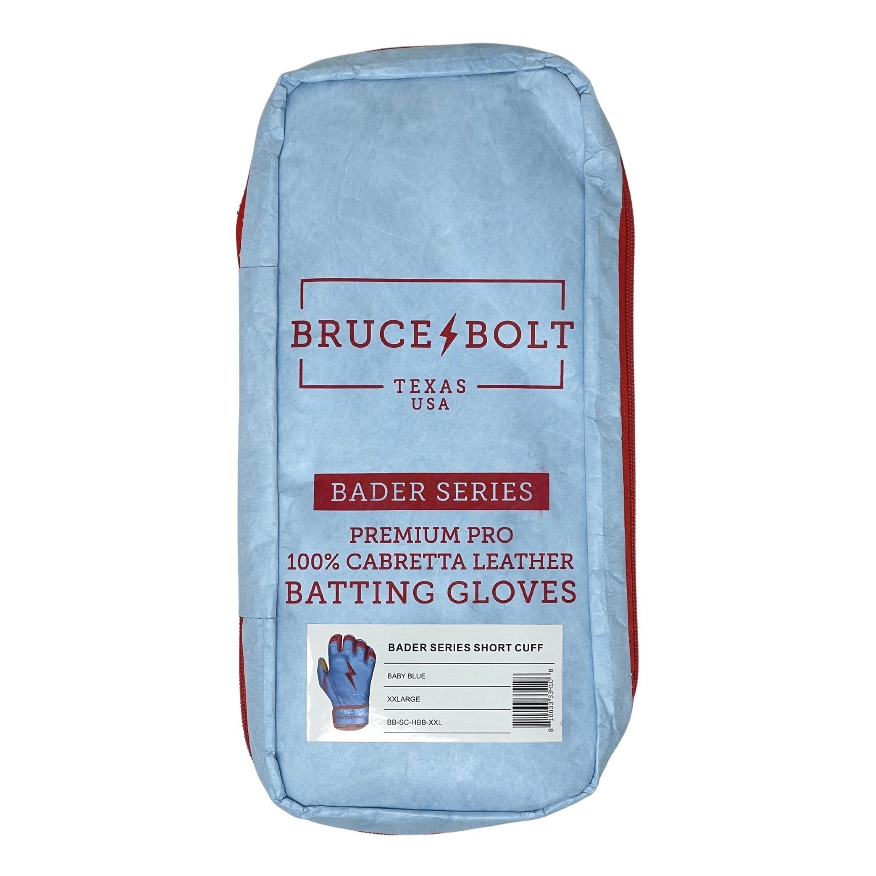 Bruce Bolt Youth Premium Pro Bader Series Short Cuff Batting Gloves Baby Blue