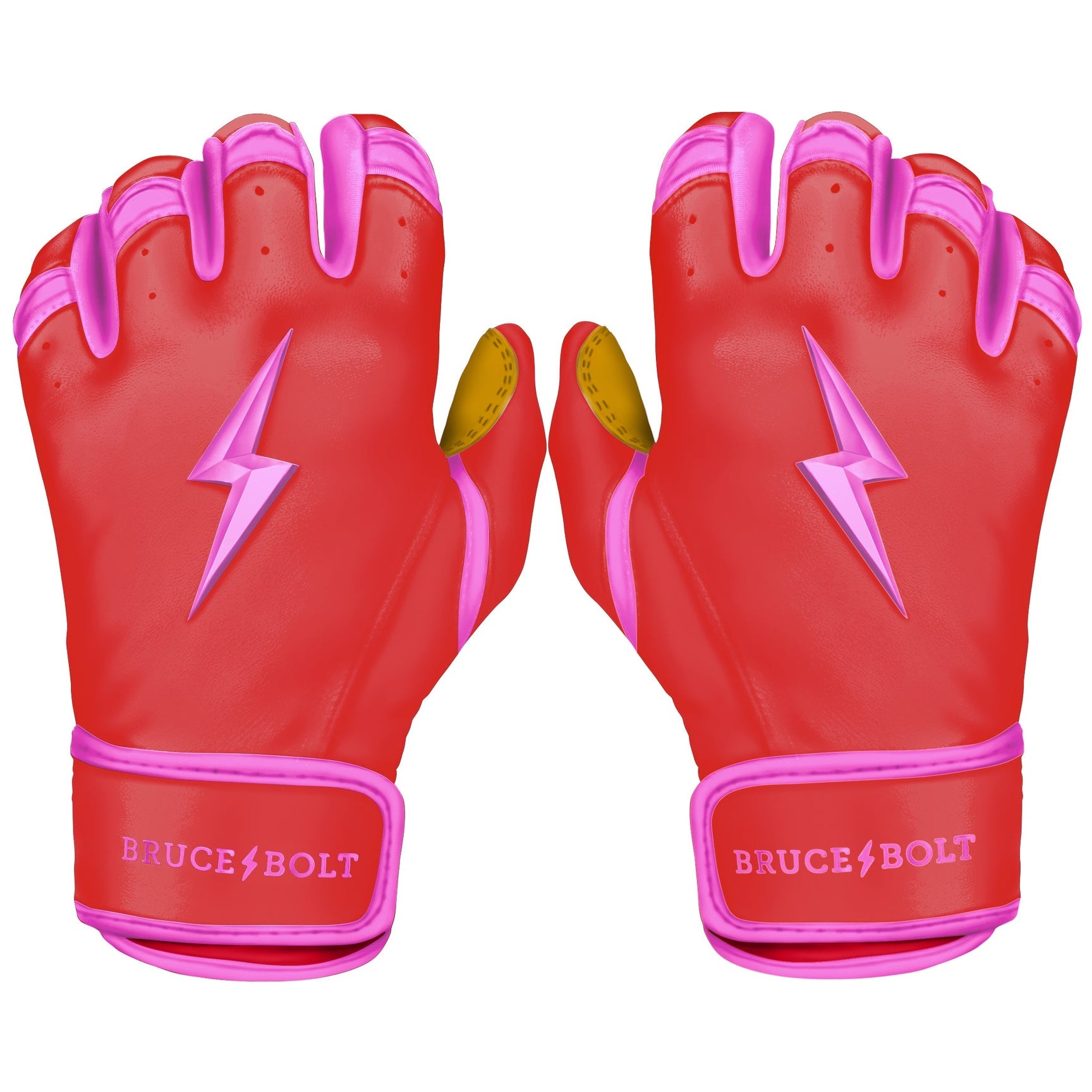 Bruce Bolt Youth Premium Pro Bader Series Short Cuff Batting Gloves Pink