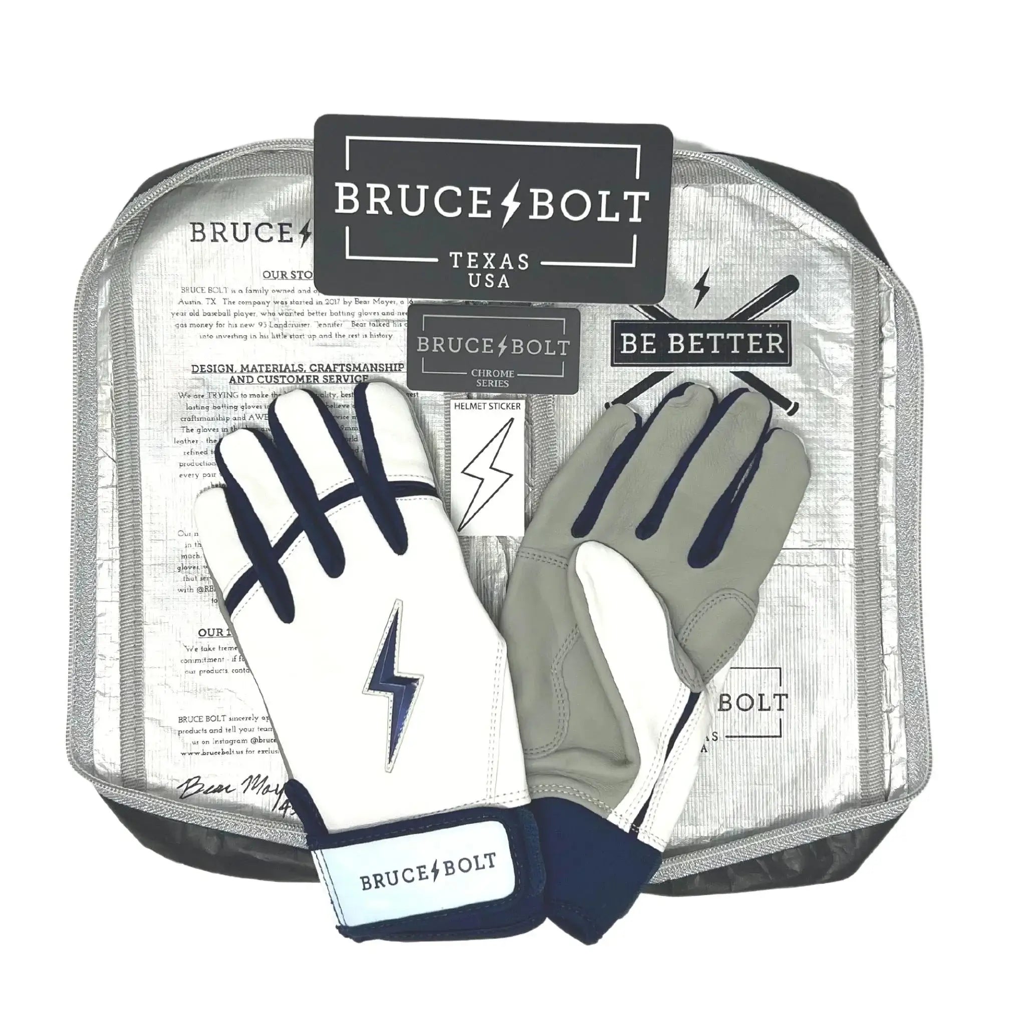 Batting Gloves Chrome Cuff - BRUCE Series Short Black | BOLT YS 