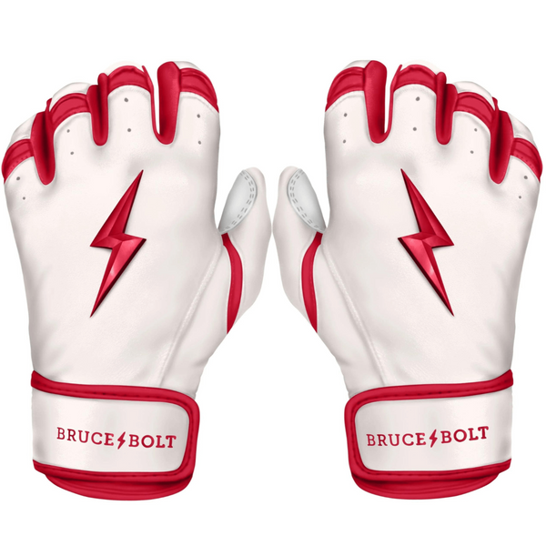 Premium Pro Chrome Short Cuff Batting Gloves - Red