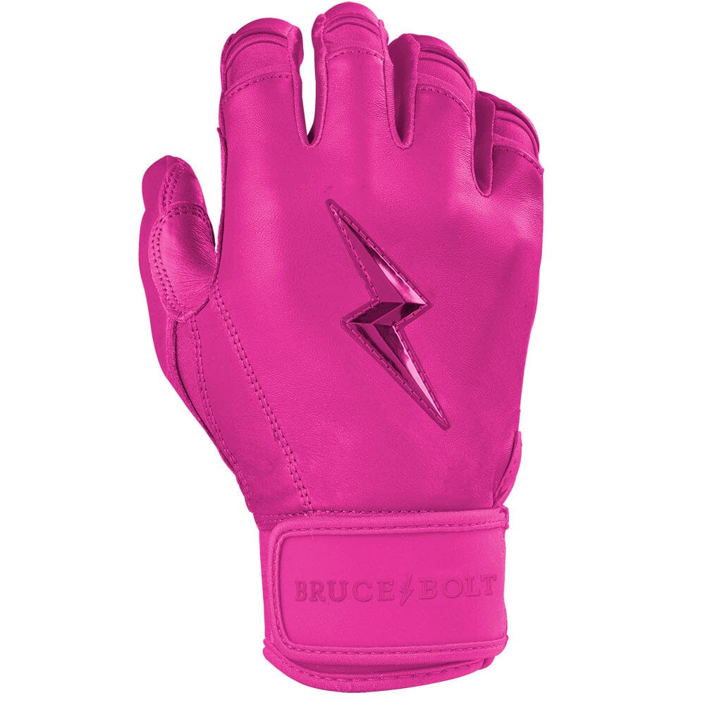Bruce Bolt Max Clark signature short cuff youth batting gloves pink, left glove